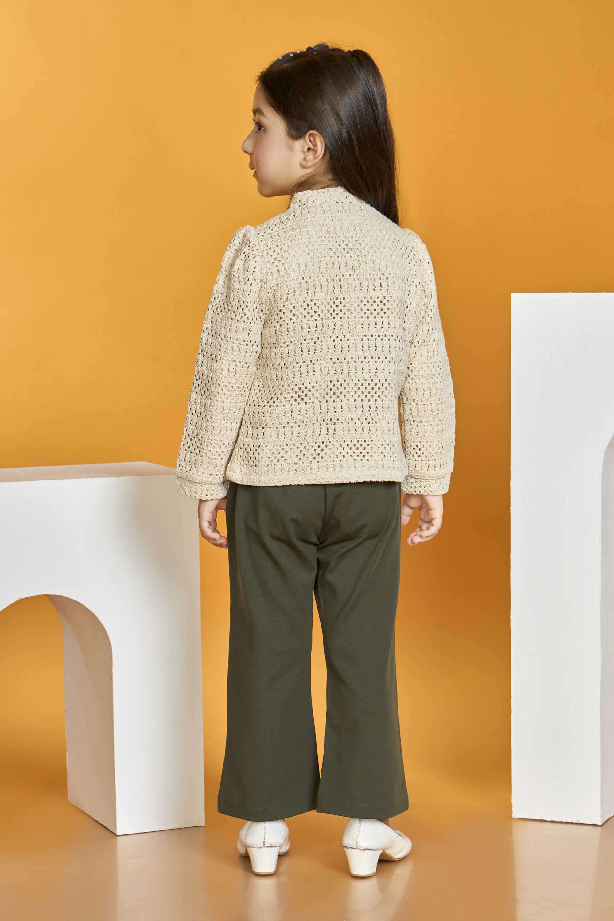 Embellished-Blended-Fabric-Round-Neck-Girl-s-Casual-Wear-Pant-&-Top-Clothing-Set