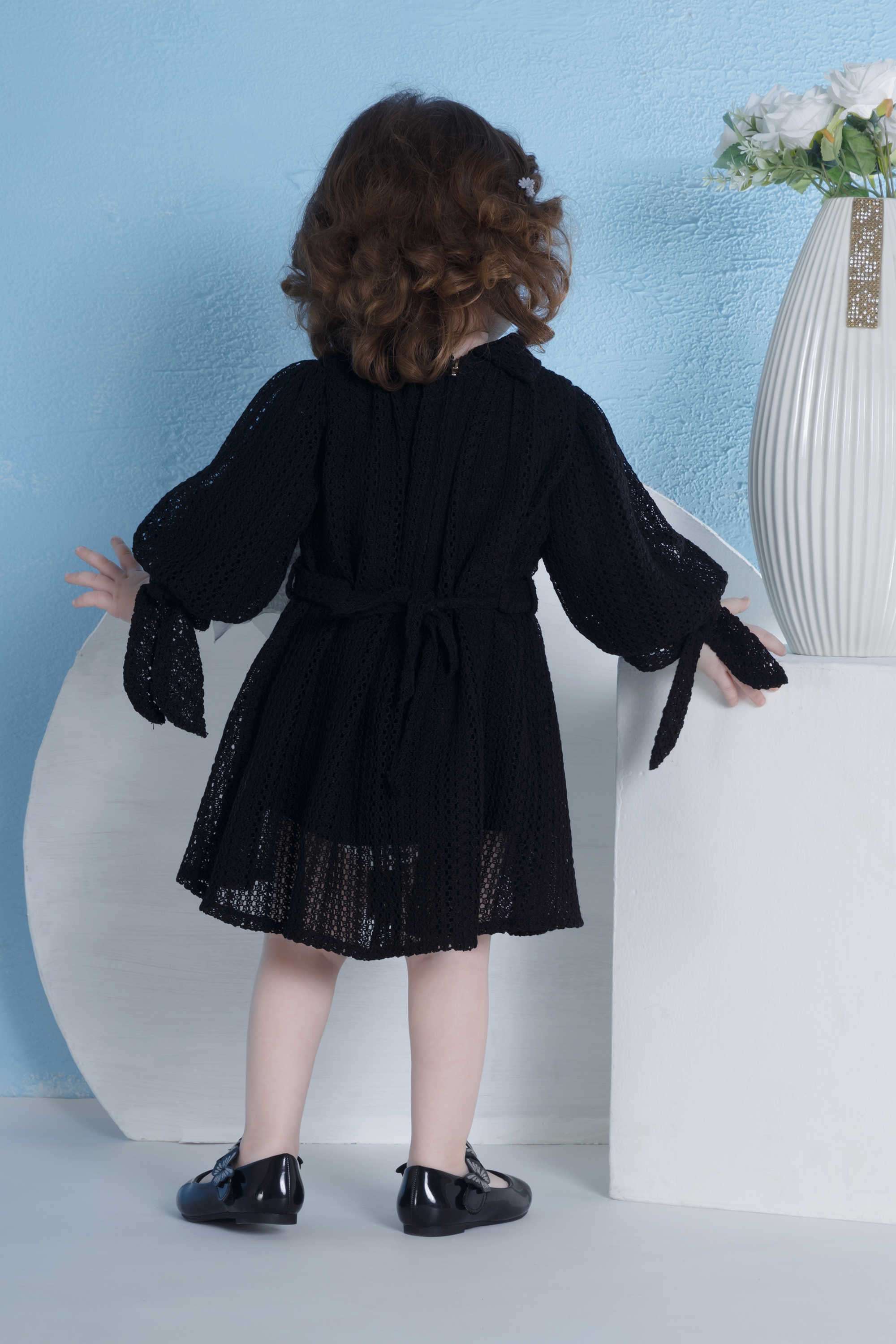 Embellished-Blended-Fabric-Collared-Girl-s-Party-Wear-Dress