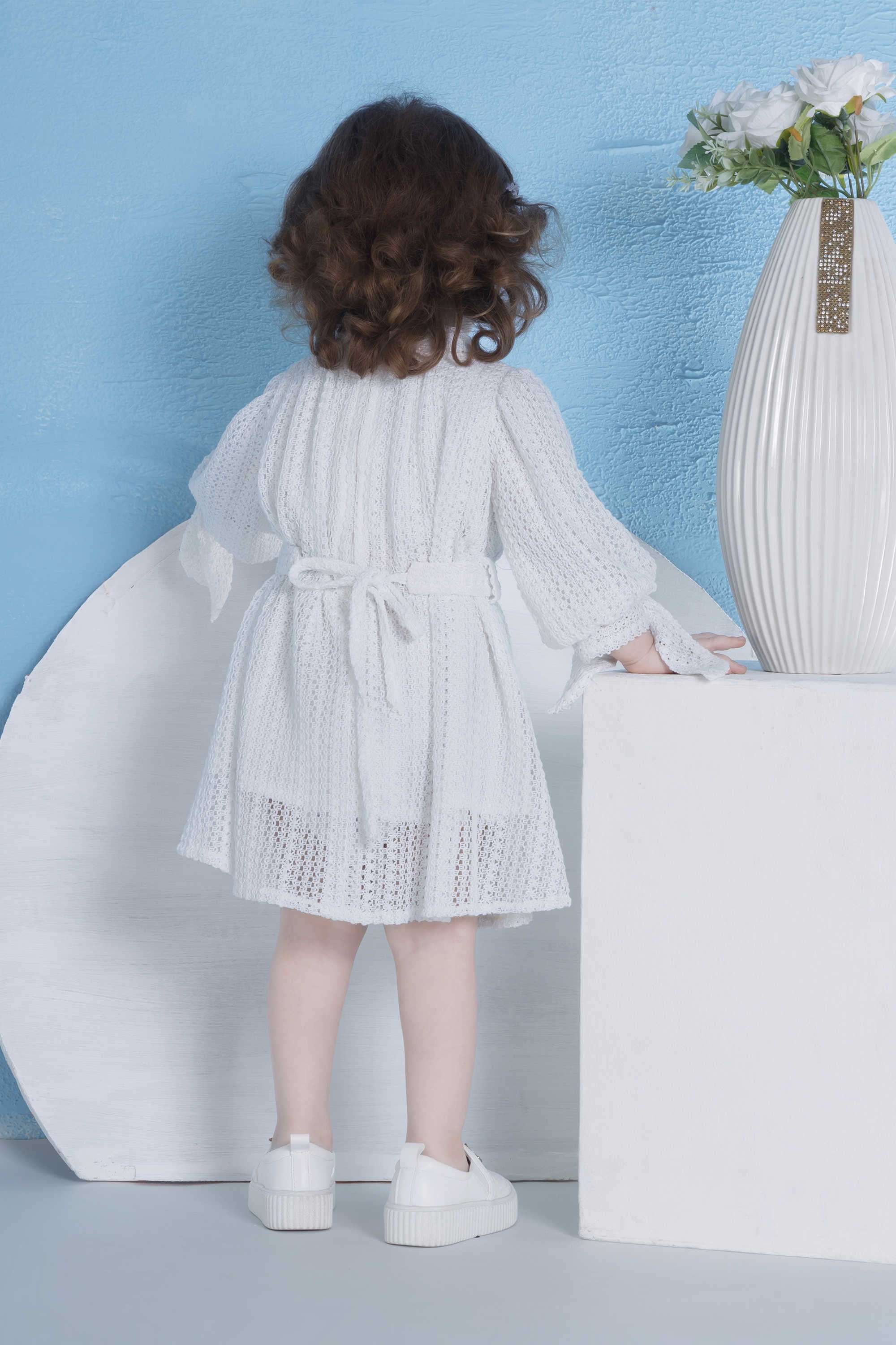 Embellished-Blended-Fabric-Collared-Girl-s-Dress