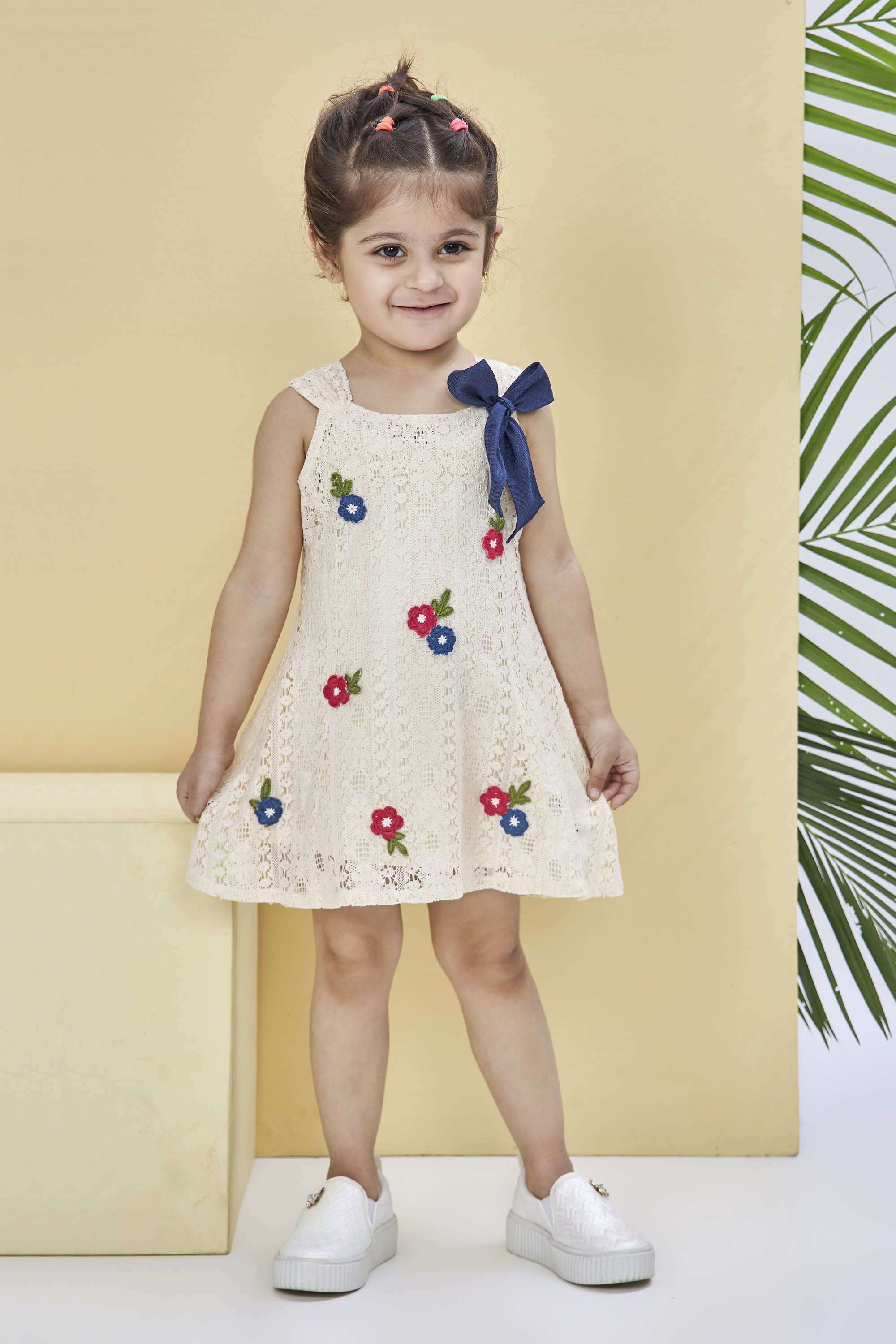 Embellished-Blended-Fabric-Square-Neck-Girls-Casual-Wear-Dress