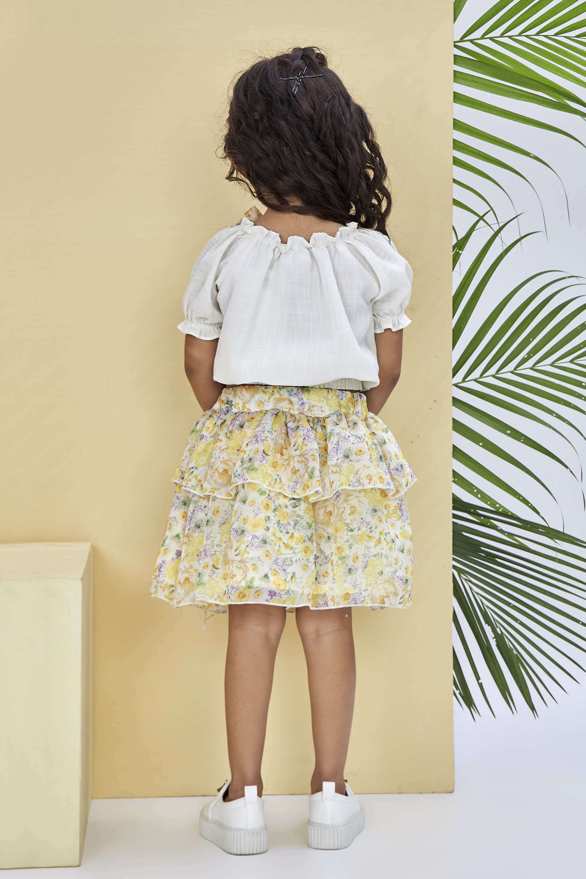 Floral-Blended-Fabric-Round-Neck-Girls-Casual-Wear-Skirt-Set