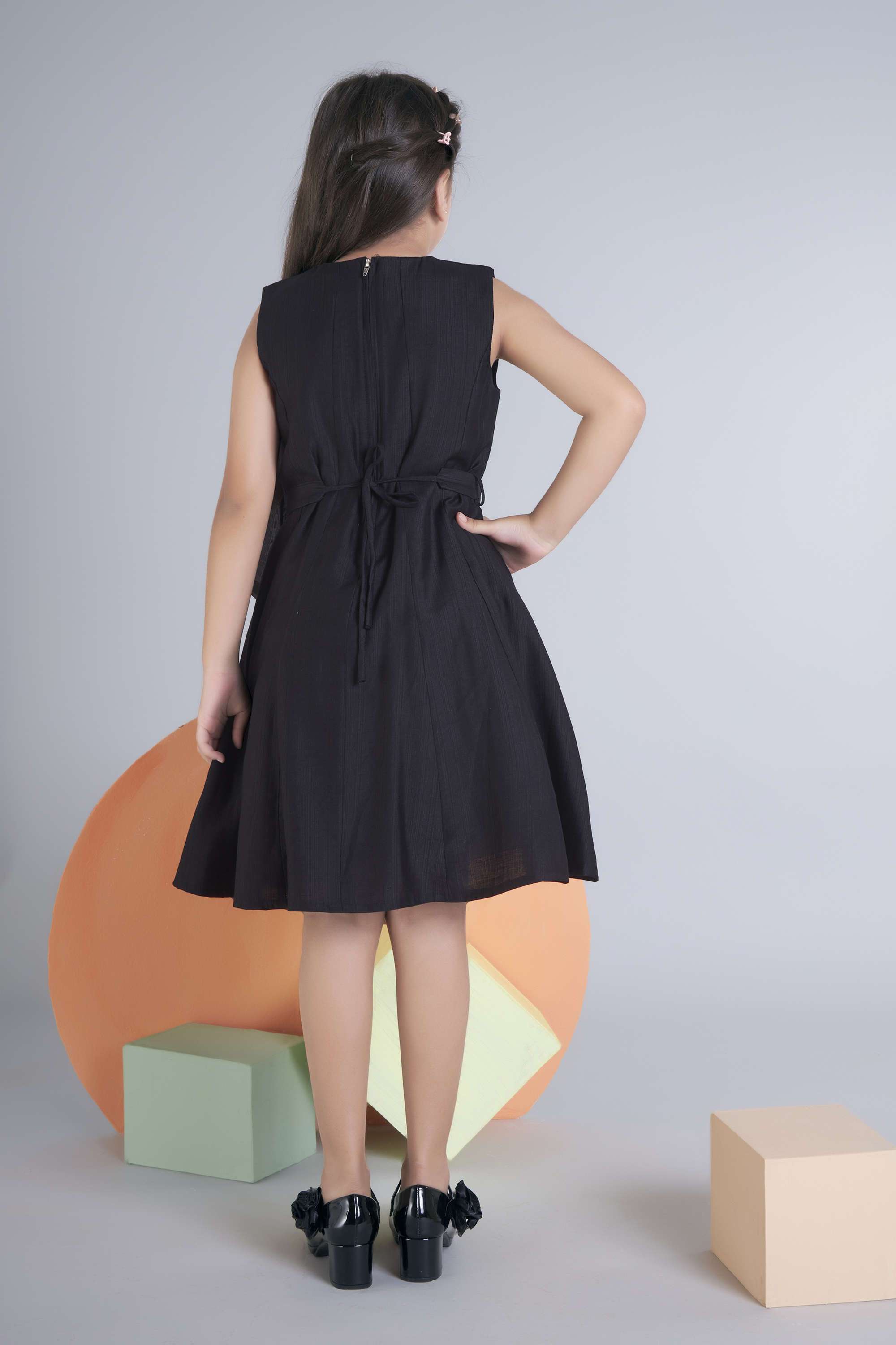 Girls-Knee-Length-Party-Wear-Dress-with-Belt