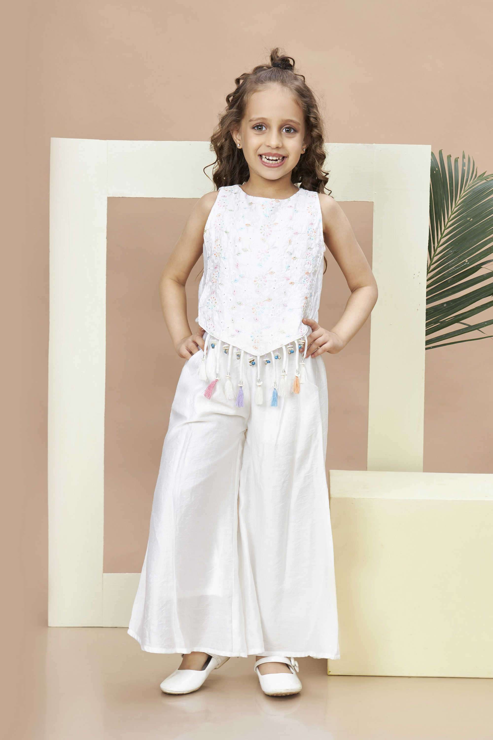 Embroidered-Blended-Fabric-Round-Neck-Girl-s-Festive-Wear-Pant-with-Top-Clothing-Set