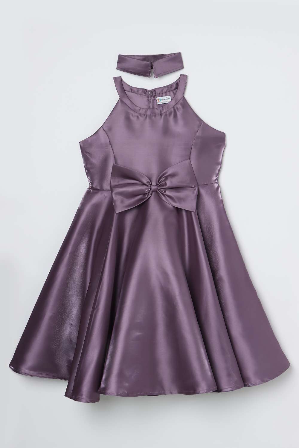 Solid-Polyester-Collared-Girl-s-Festive-Wear-Dress