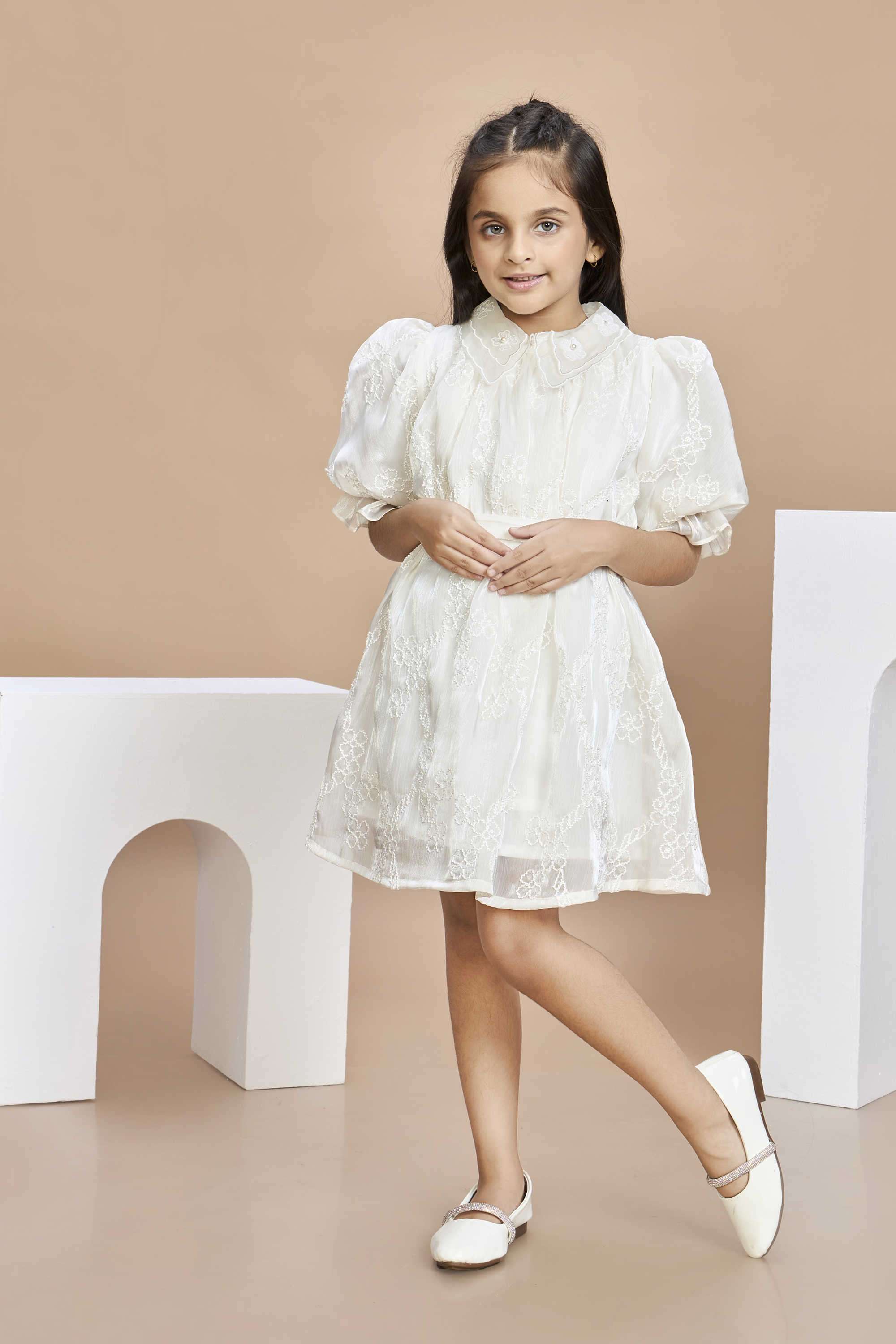 Embroidered-Polyester-Collared-Girl-s-Festive-Wear-Dress