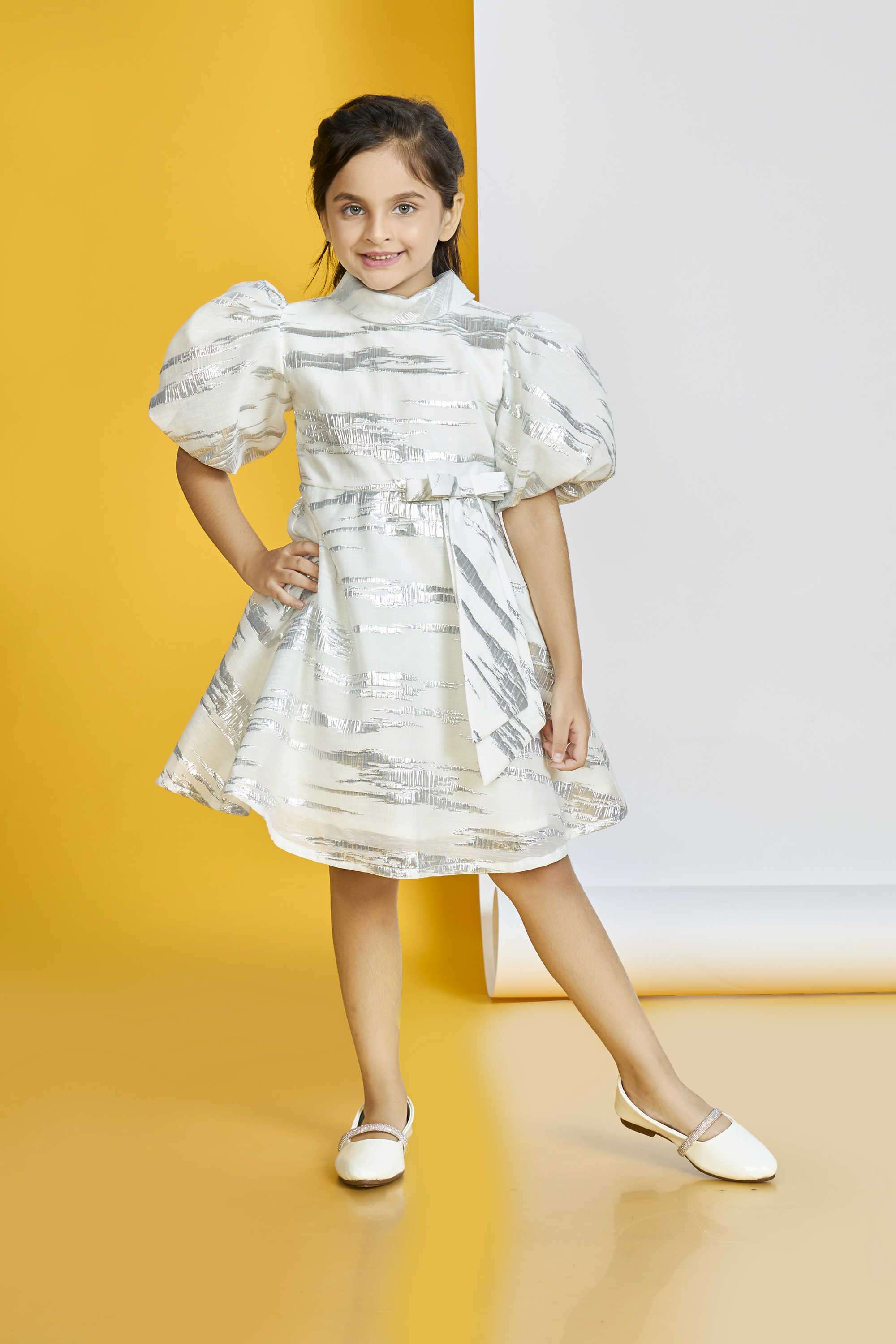 Solid-Polyester-Collared-Girl-s-Casual-Wear-Dress