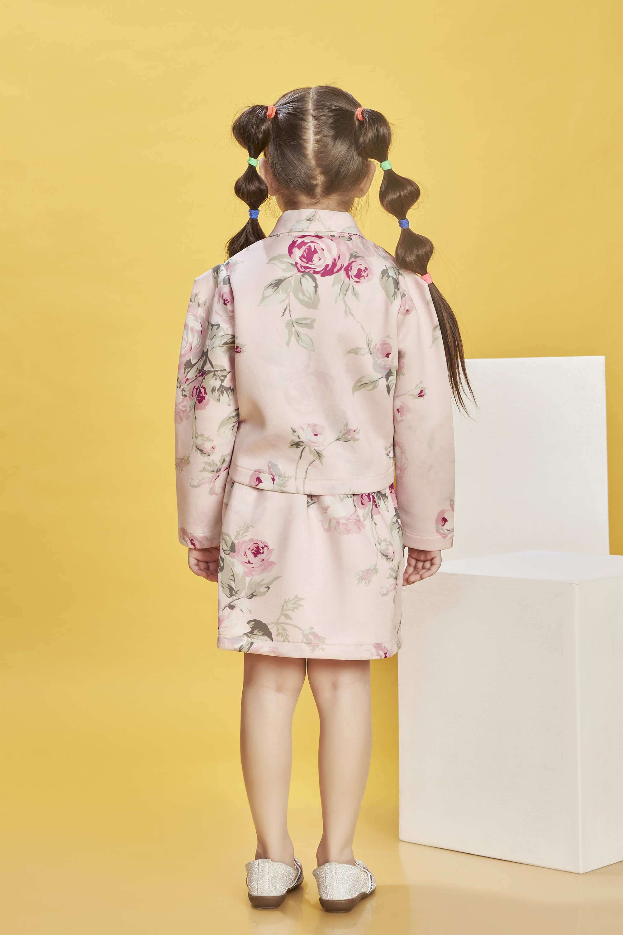 Printed-Blended-Fabric-Collared-Girls-Casual-Wear-Skirt-Set