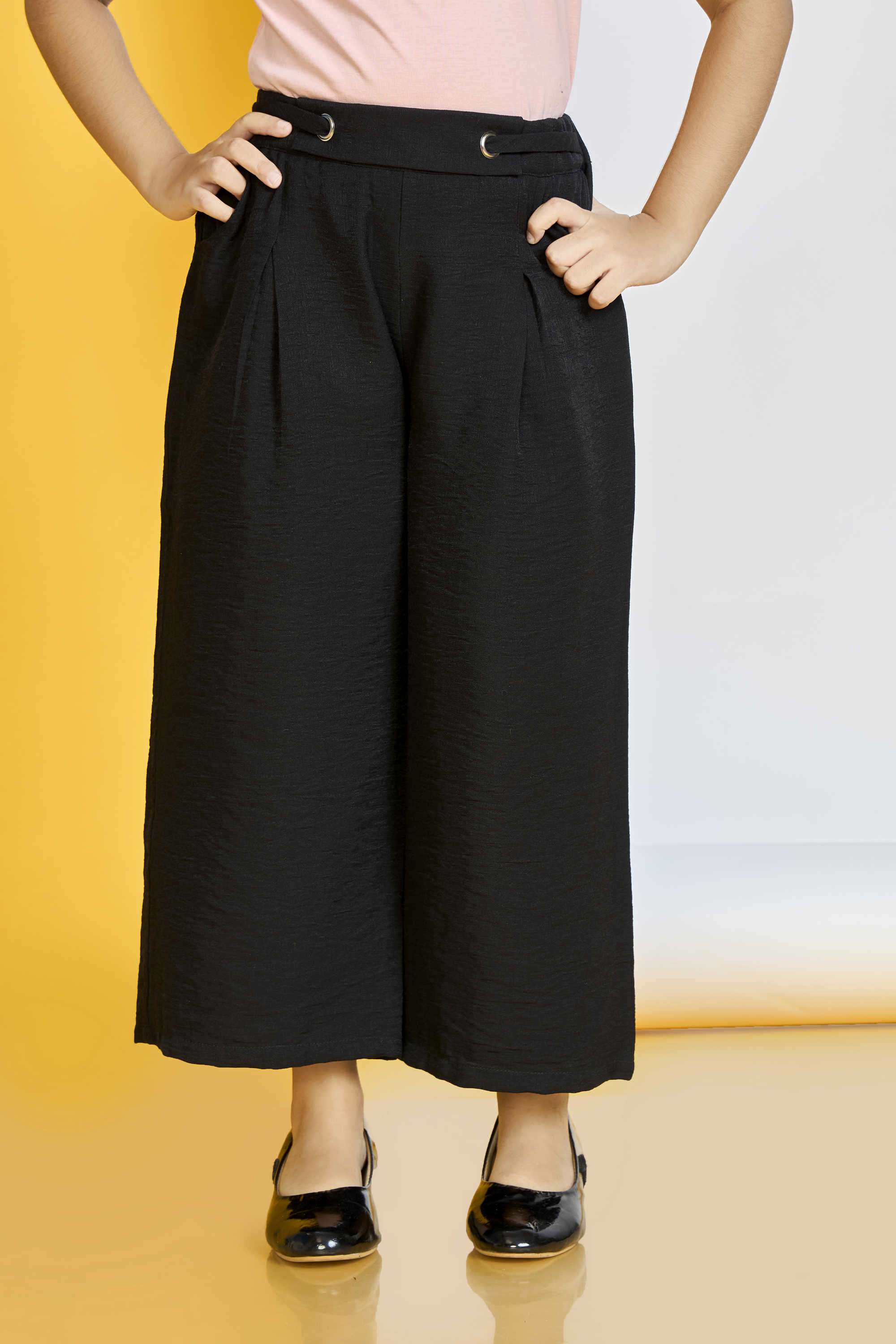 Solid-Polyester-Straight-Fit-Girl-s-Pants