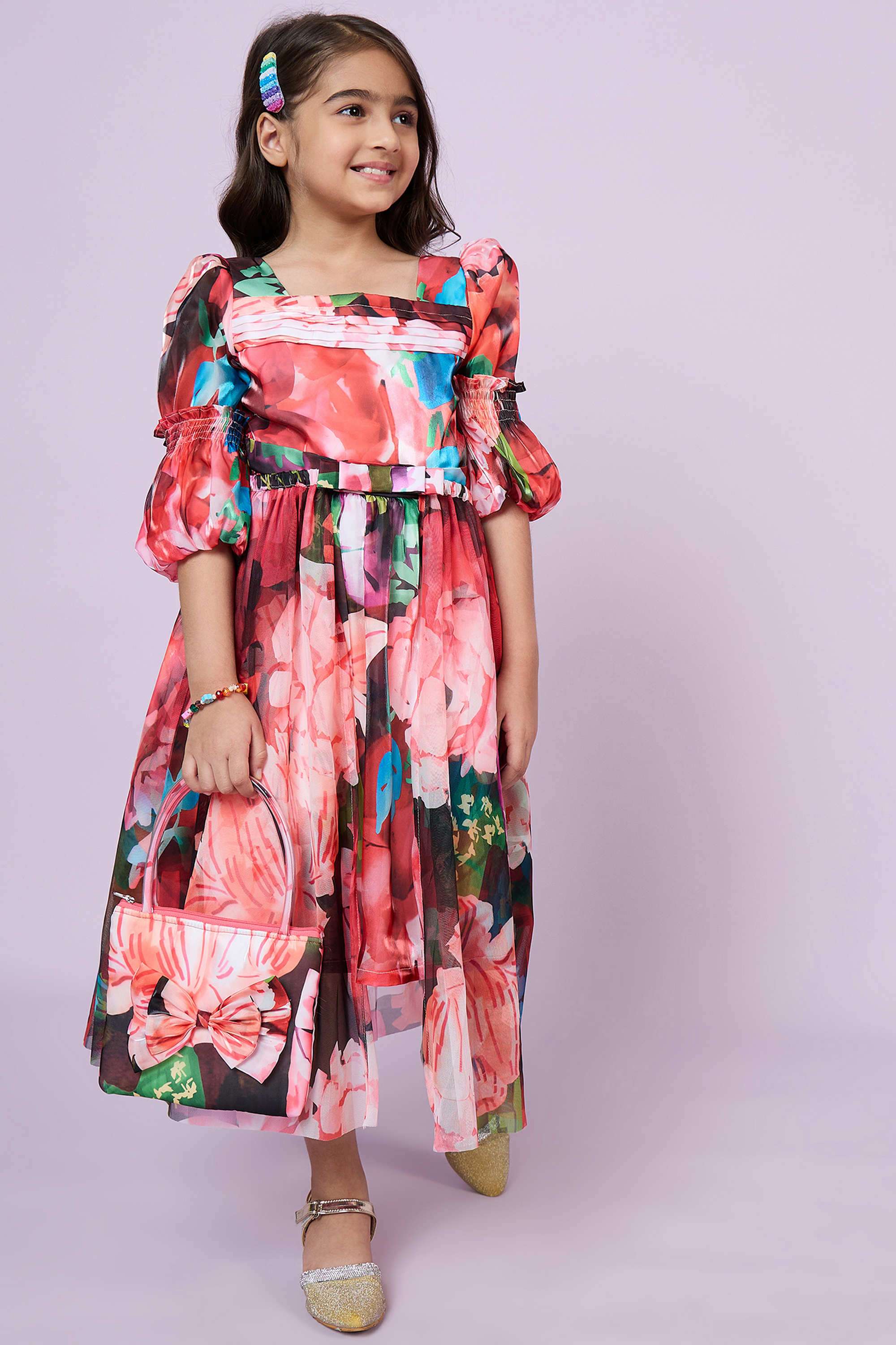 Floral-Polyester-Square-Neck-Girls-Festive-Wear-Dress