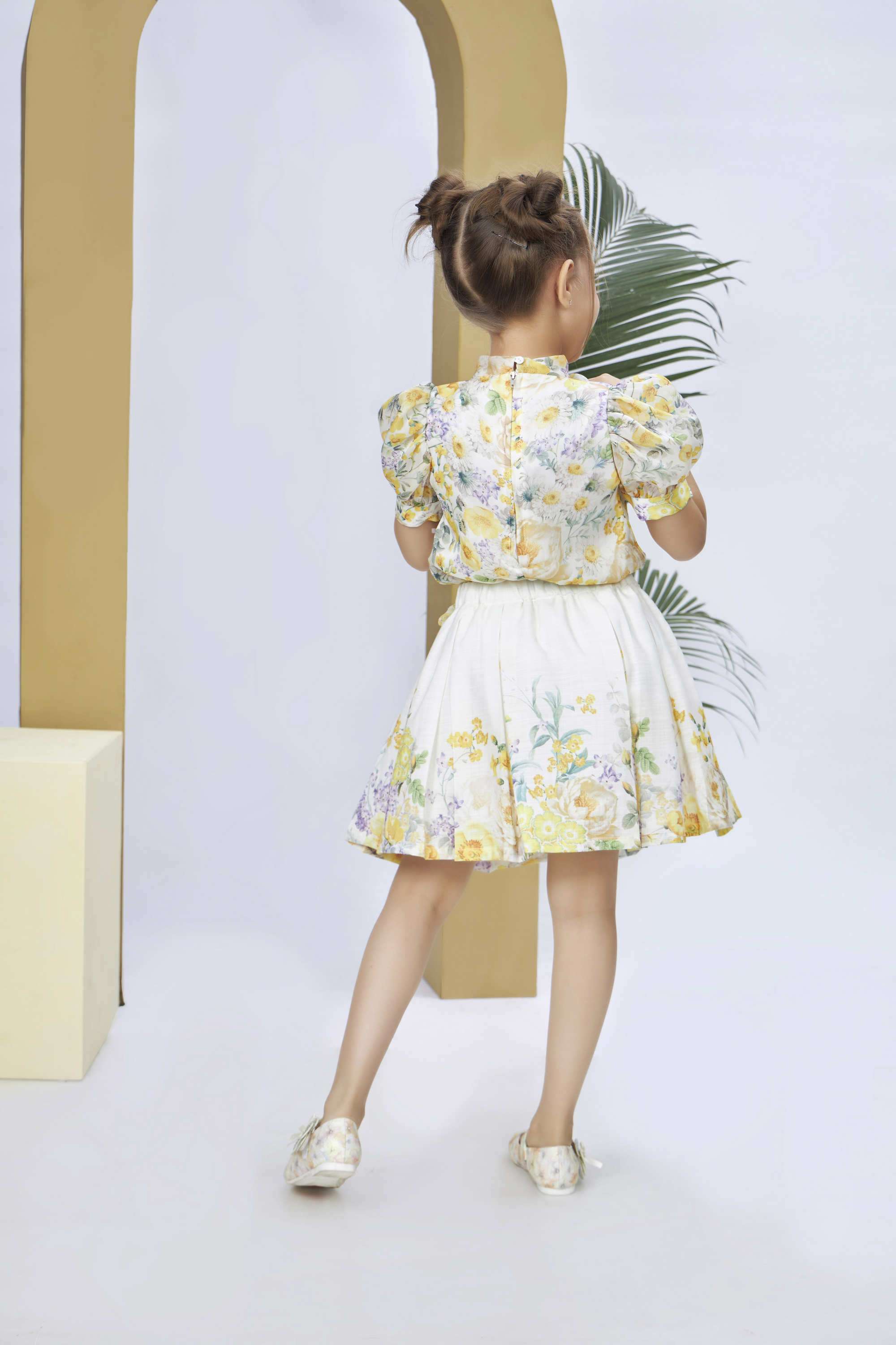 Floral-Polyester-Tie-Up-Neck-Girls-Casual-Wear-Skirt-Set