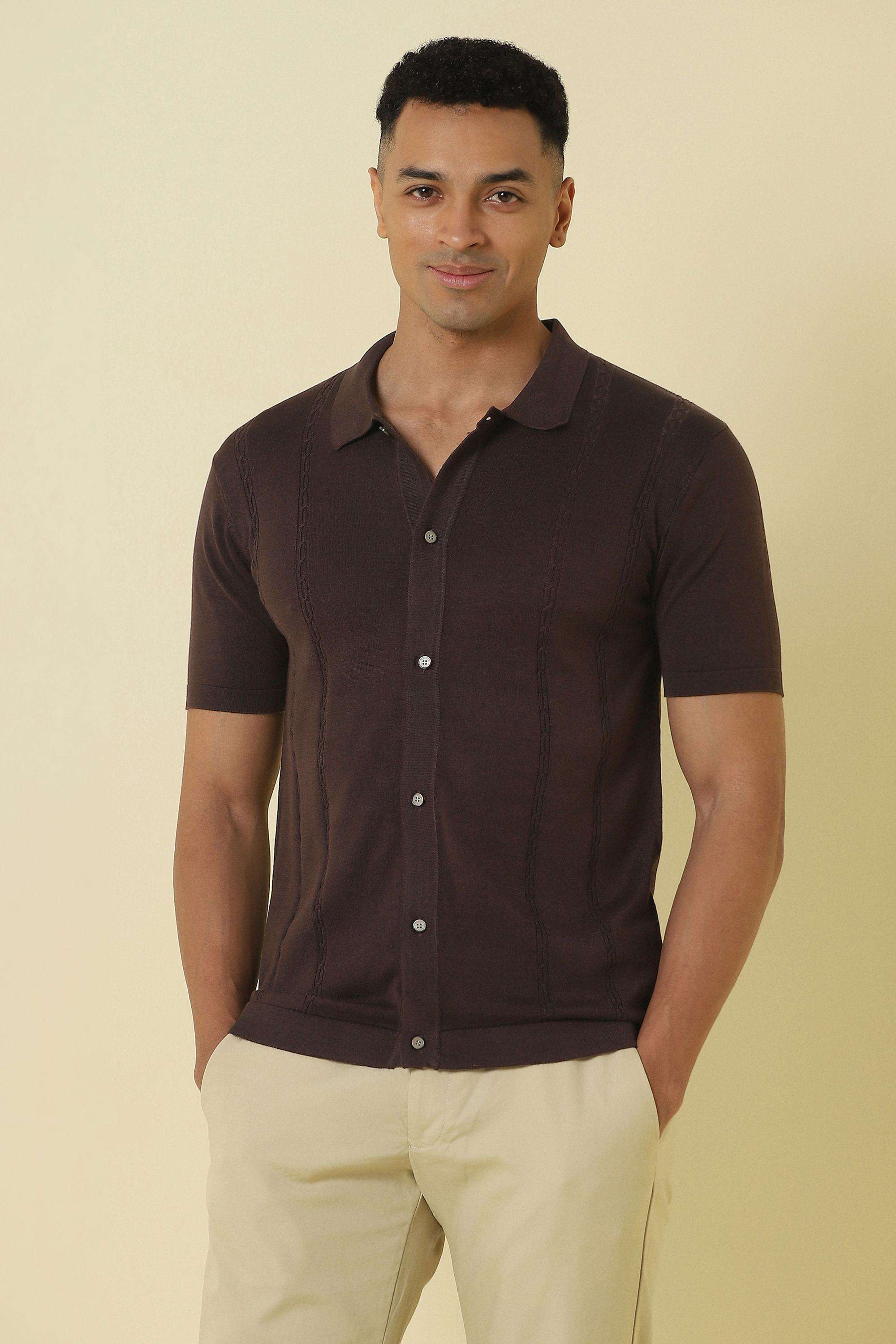 Textured-Cotton-Collared-Men-s-T-Shirt