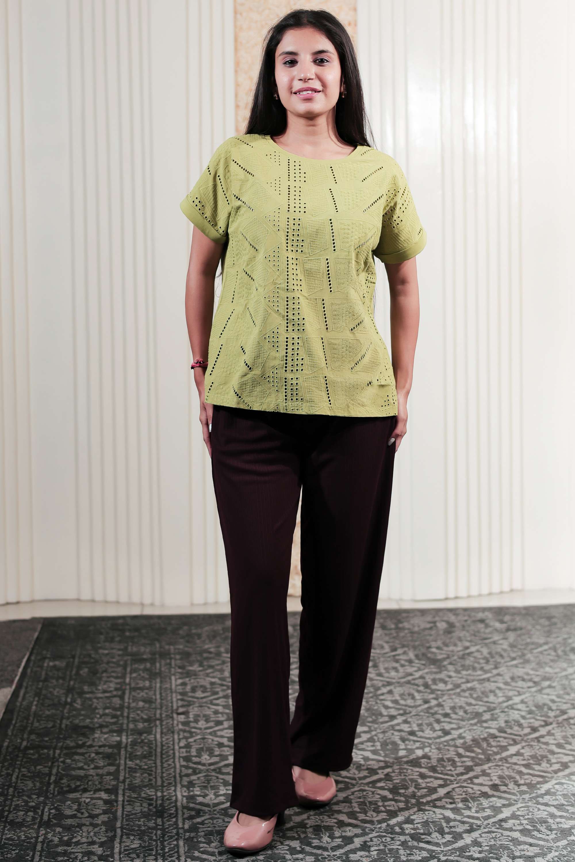 Solid-Polyester-Blend-Regular-Fit-Women-s-Pyjamas