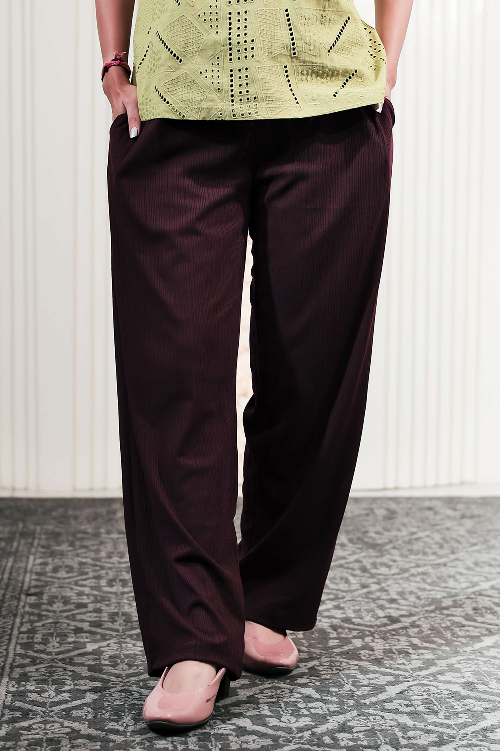 Solid-Polyester-Blend-Regular-Fit-Women-s-Pyjamas