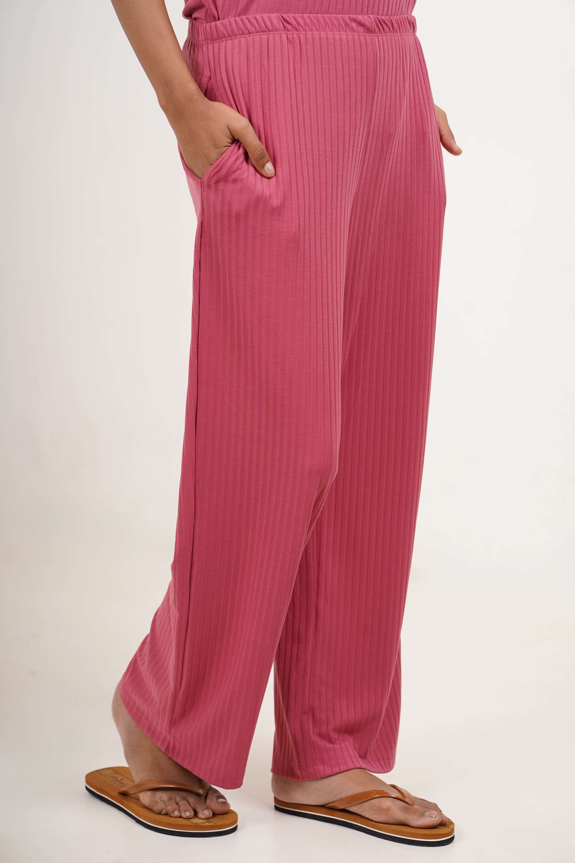 Solid-Full-Length-Polyester-Women-s-Pyjamas