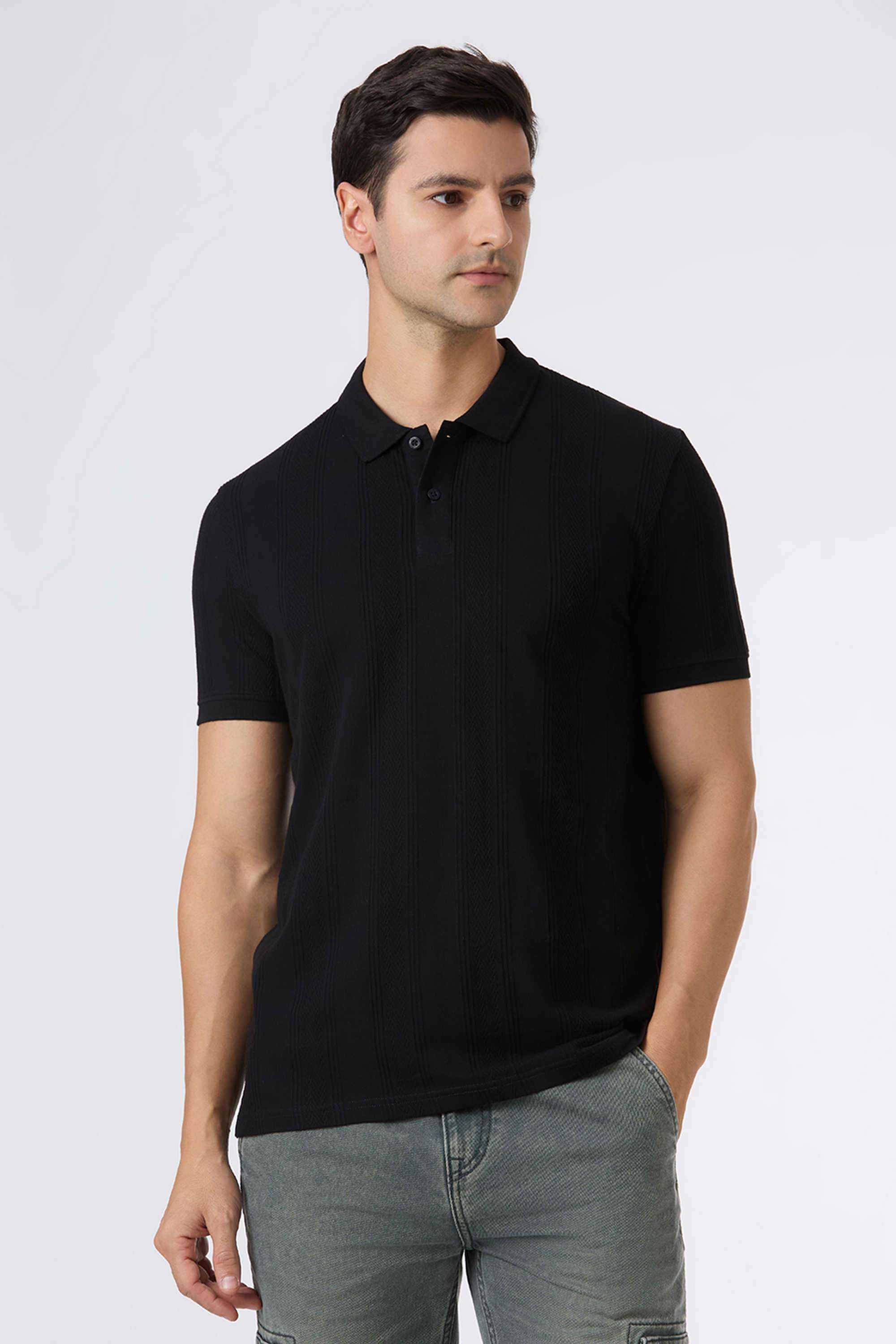 Textured-Cotton-Regular-Fit-Men-Polo-T-Shirt