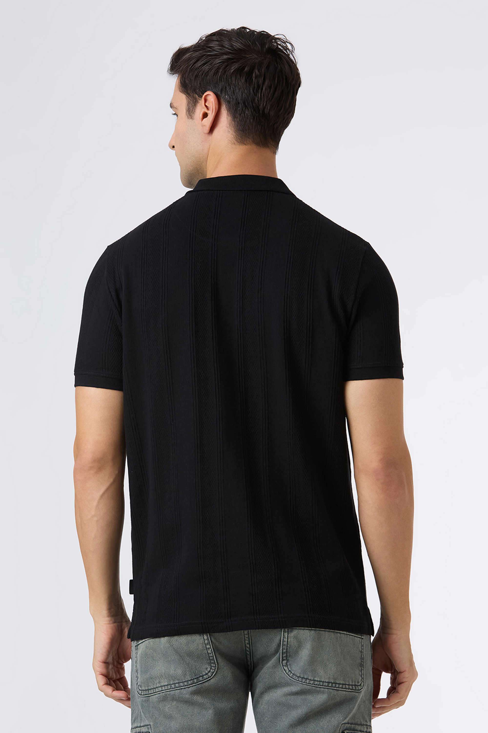 Textured-Cotton-Regular-Fit-Men-Polo-T-Shirt