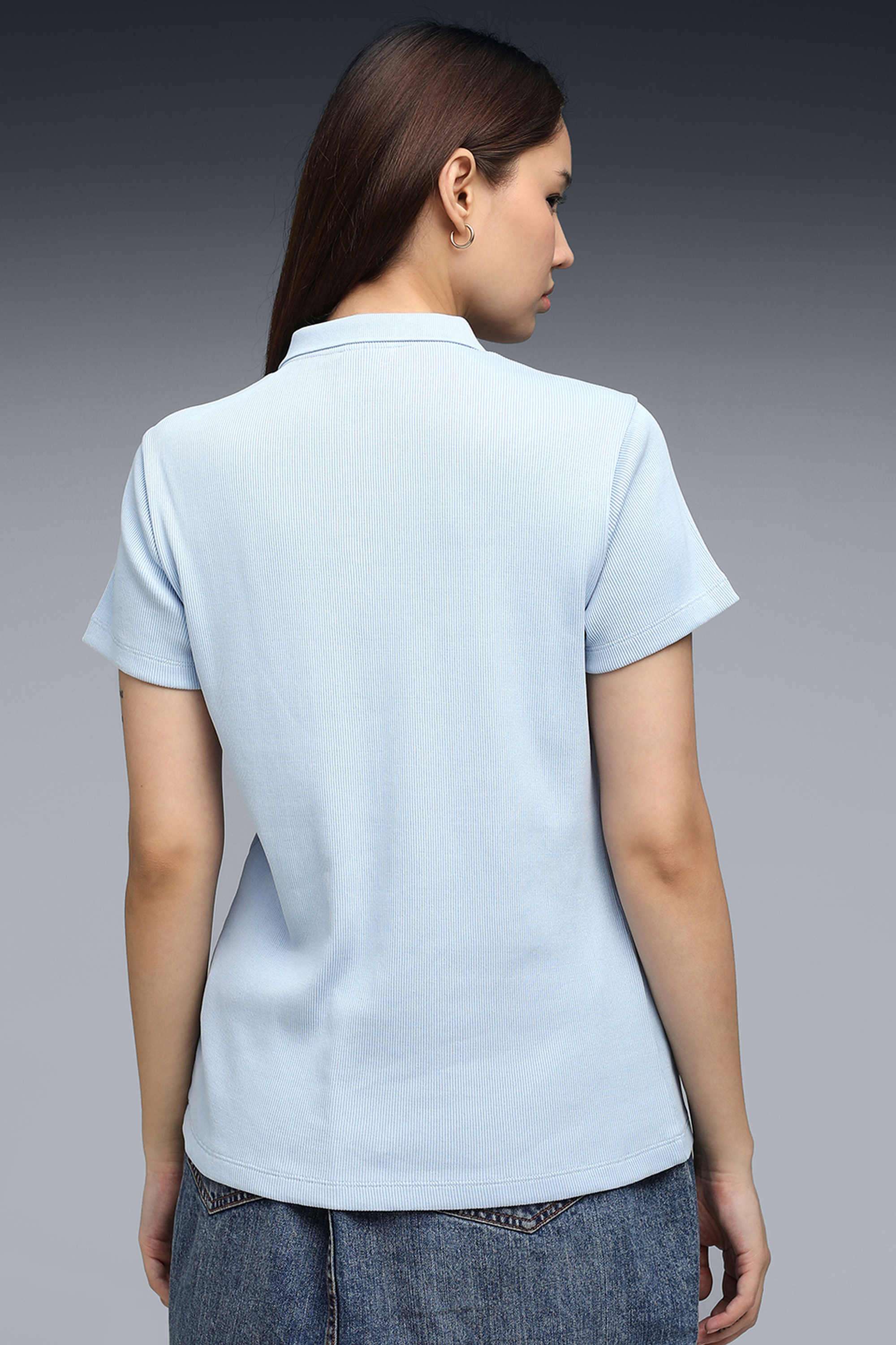 Solid-Cotton-Collared-Women-s-T-Shirt