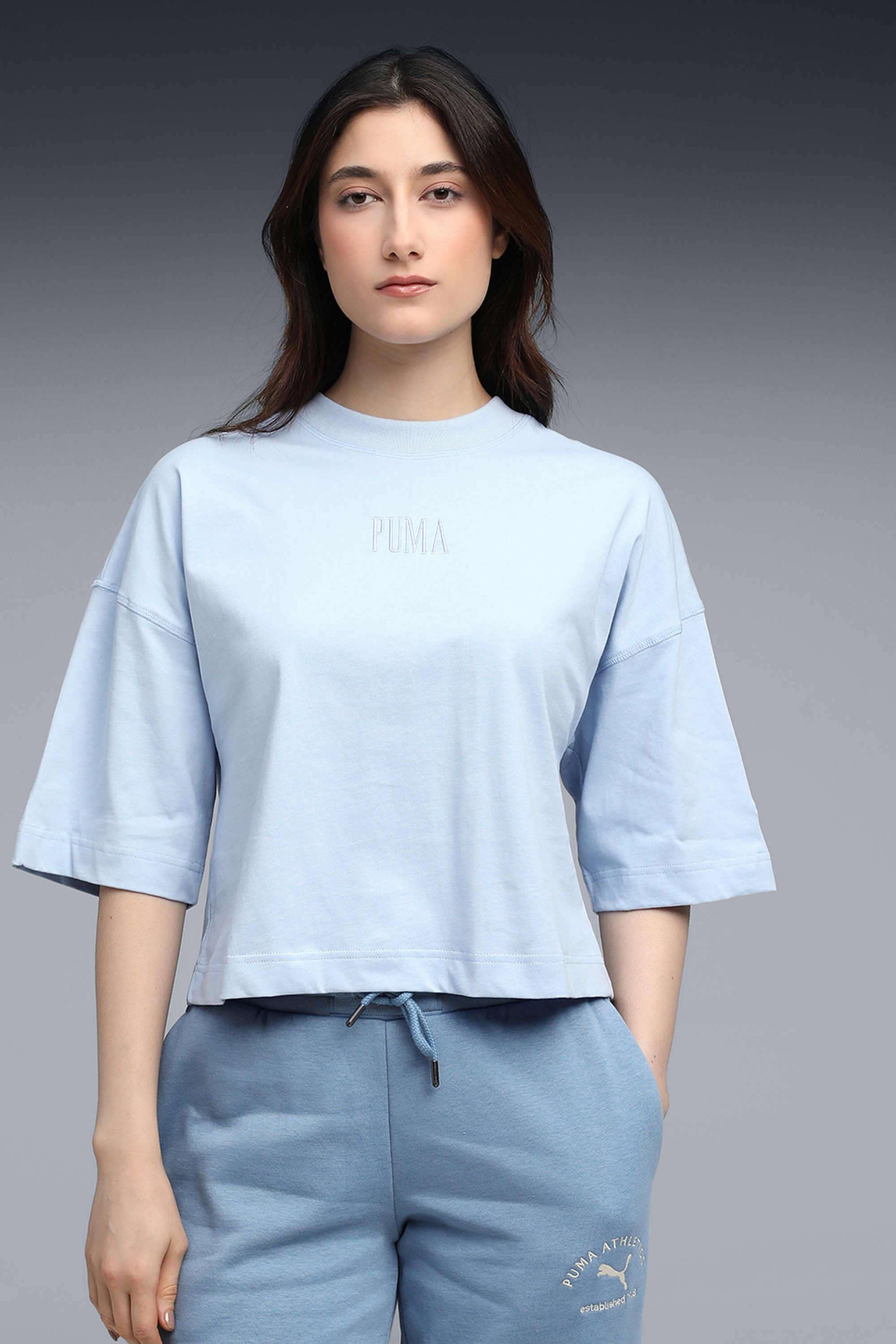 Solid-Cotton-Round-Neck-Women-s-T-Shirt