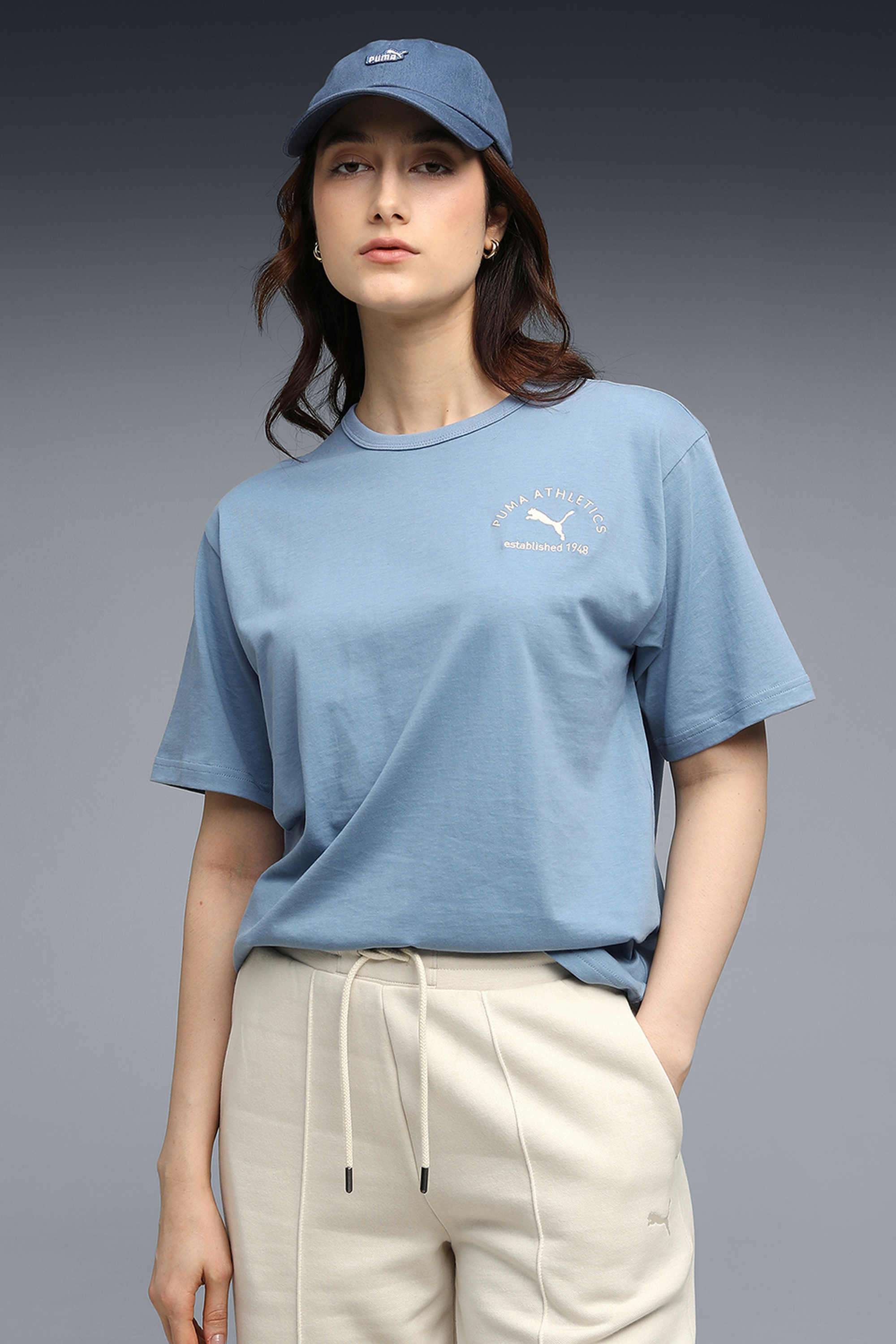 Solid-Cotton-Round-Neck-Women-s-T-Shirt
