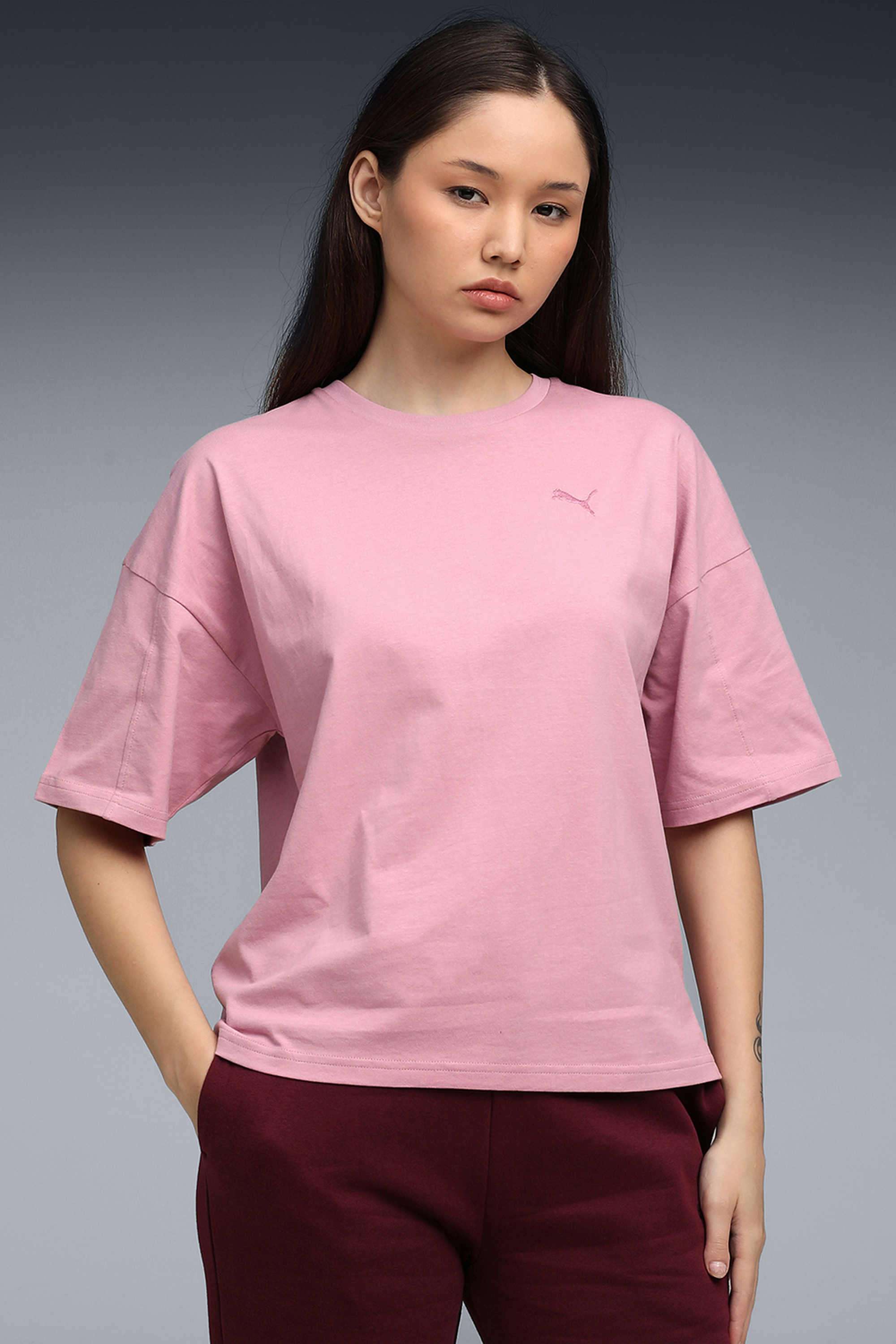 Solid-Cotton-Round-Neck-Women-s-T-Shirt