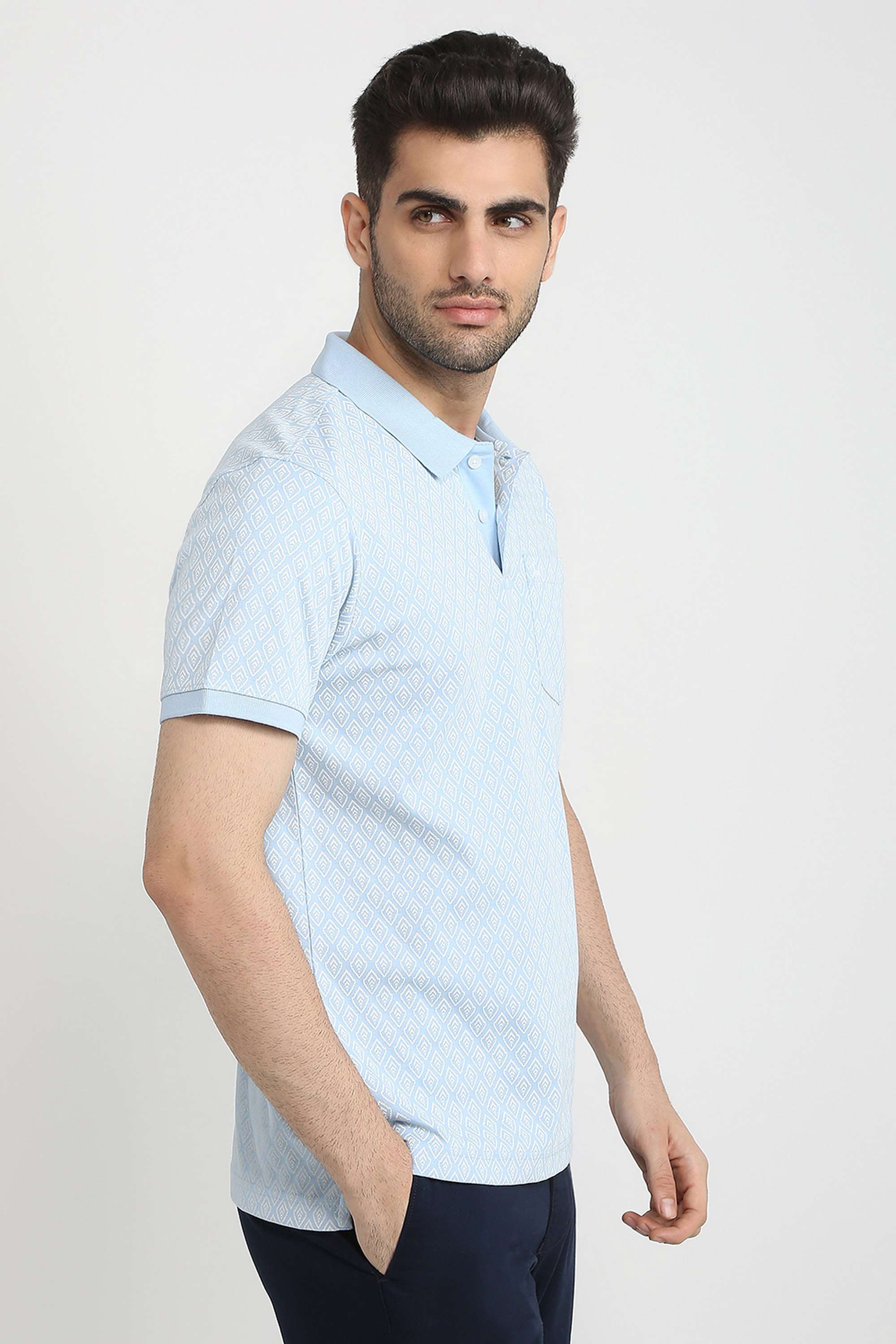 Solid-Polyester-Cotton-Round-Neck-Men-s-T-Shirt