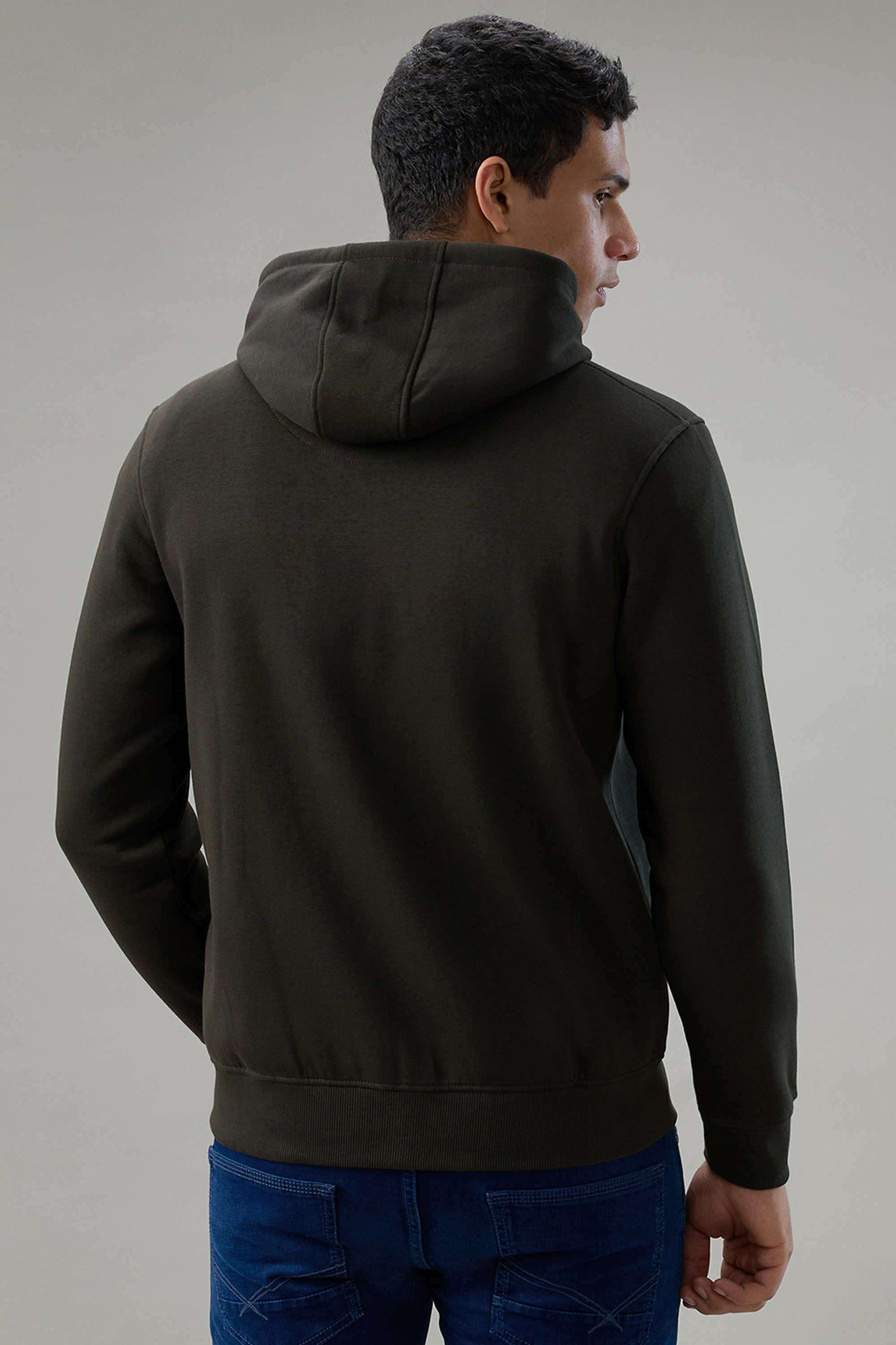 Solid-Cotton-Blend-Hooded-Men-s-Sweater