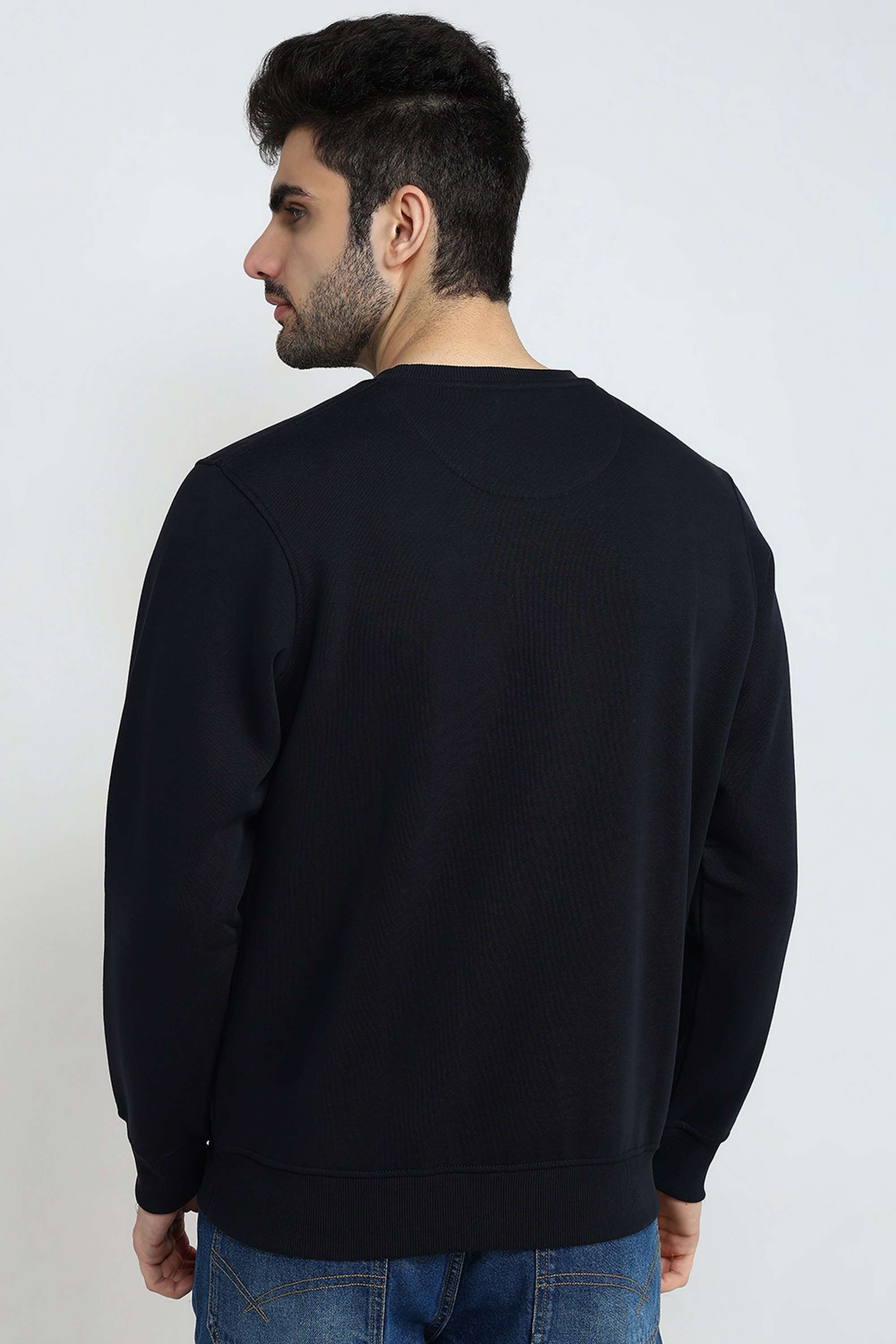 Solid-Cotton-Blend-Round-Neck-Men-s-Sweater