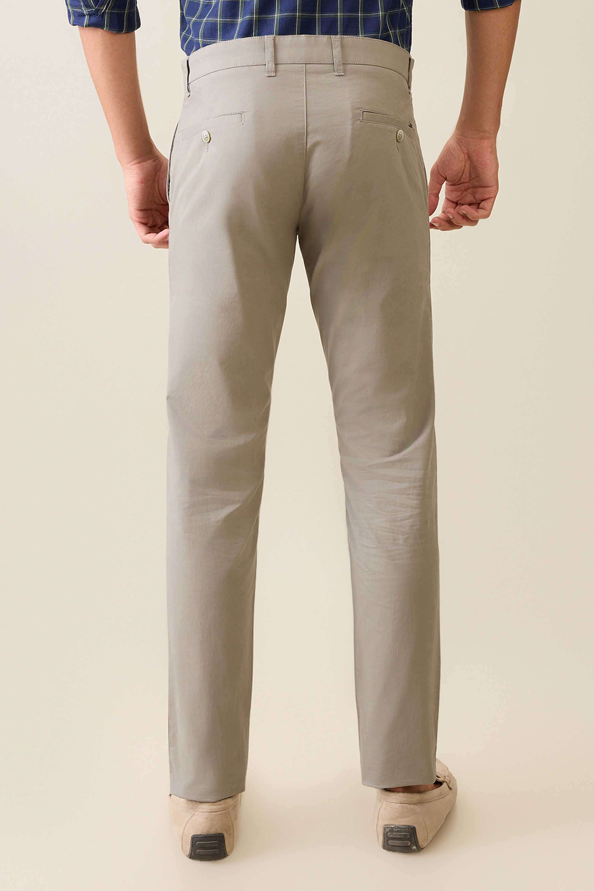 Solid-Cotton-Blend-Tapered-Fit-Men-s-Casual-Trousers