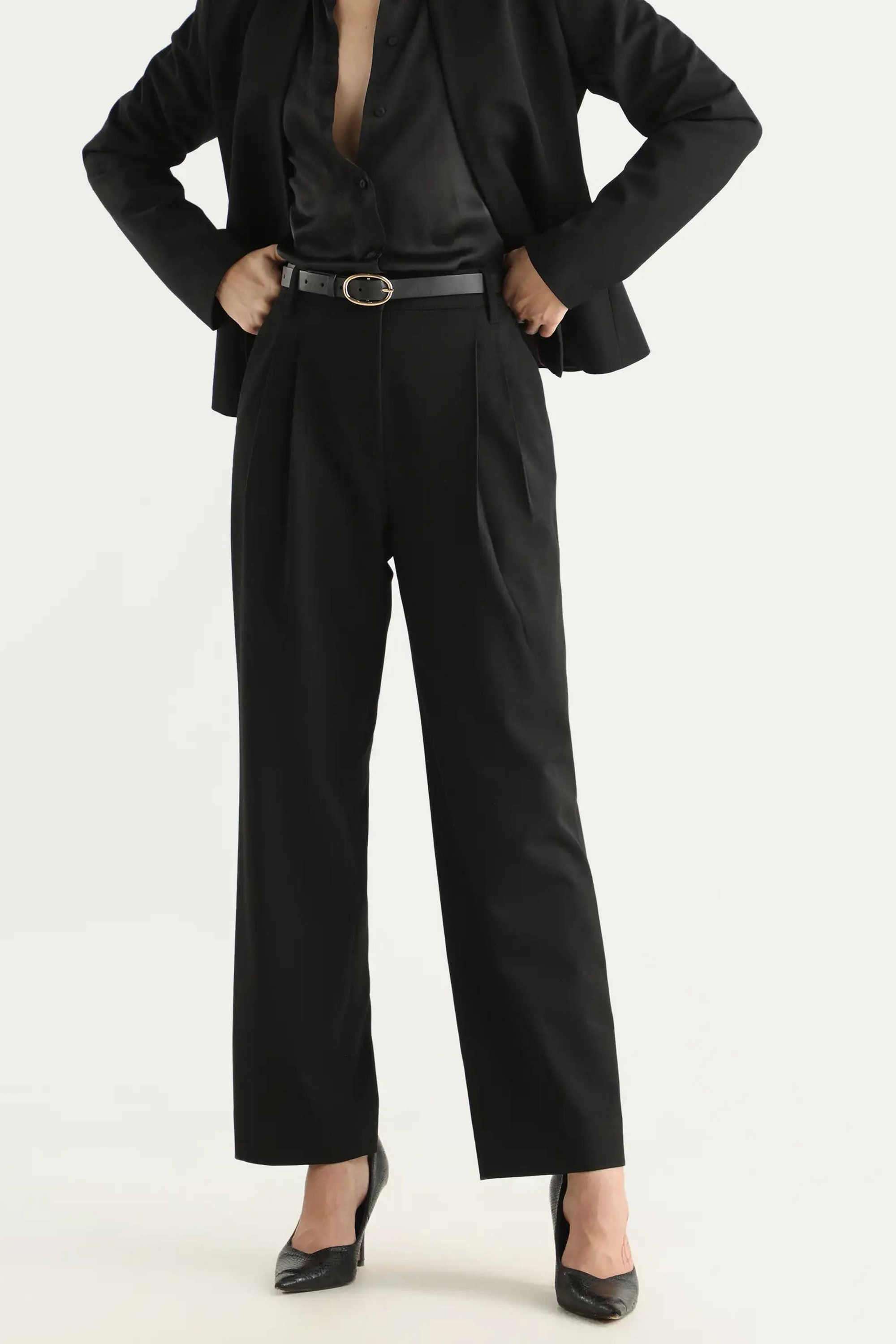 Solid-Regular-Fit-Blended-Fabric-Women-s-Casual-Wear-Trousers