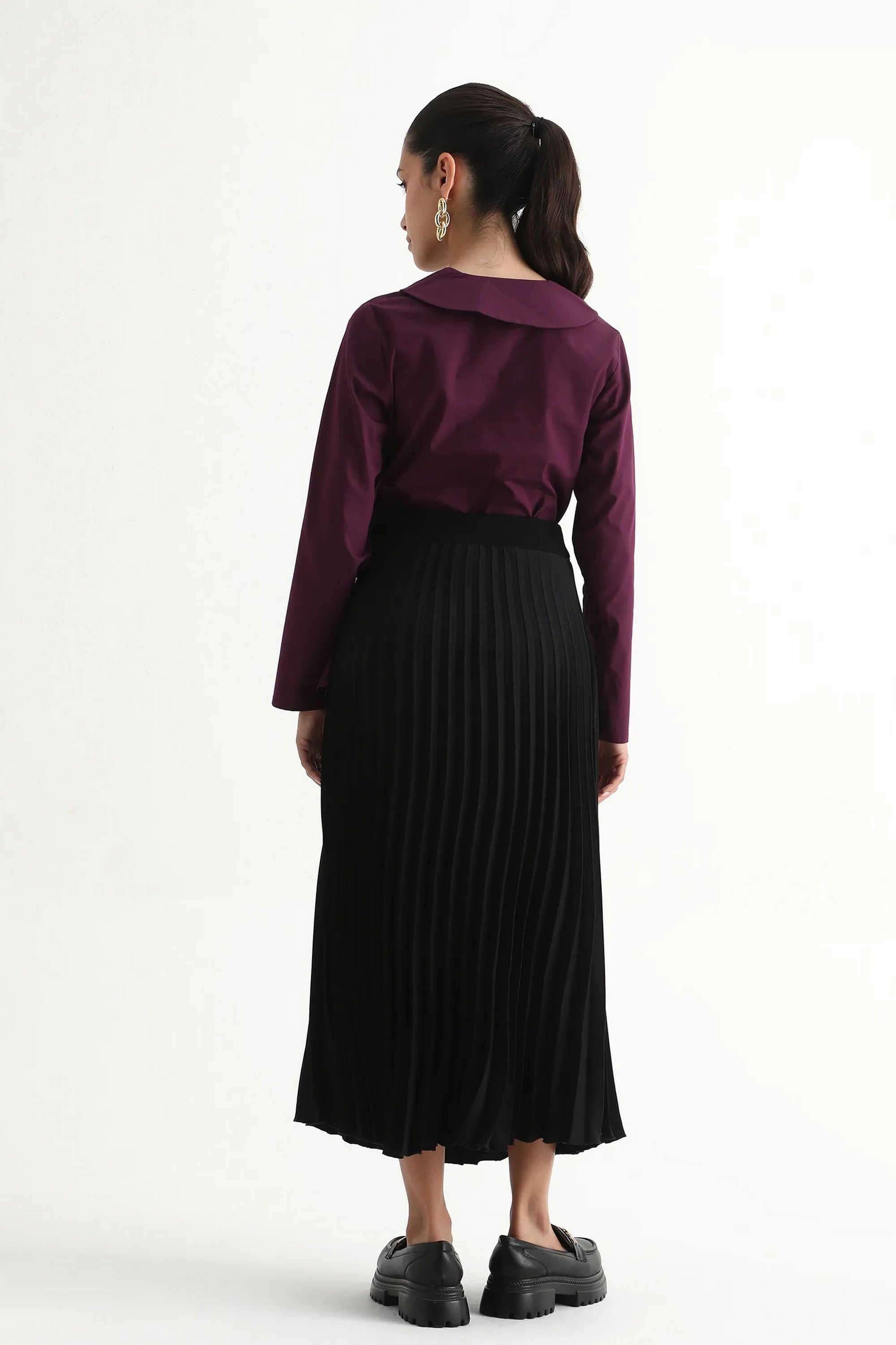 Solid-Relaxed-Fit-Polyester-Women-s-Party-Wear-Skirts