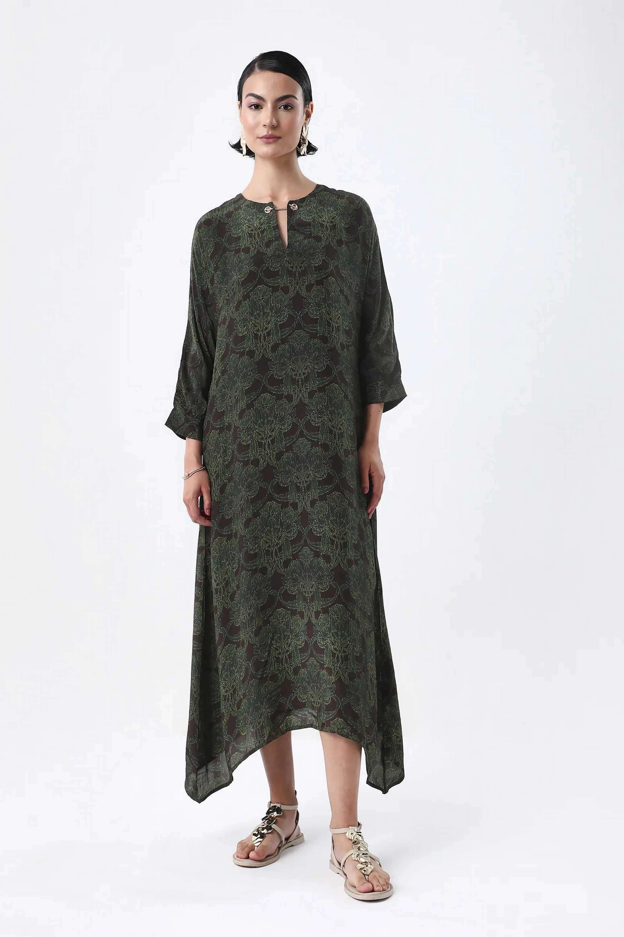 Printed-Viscose-Collared-Women-s-Dress