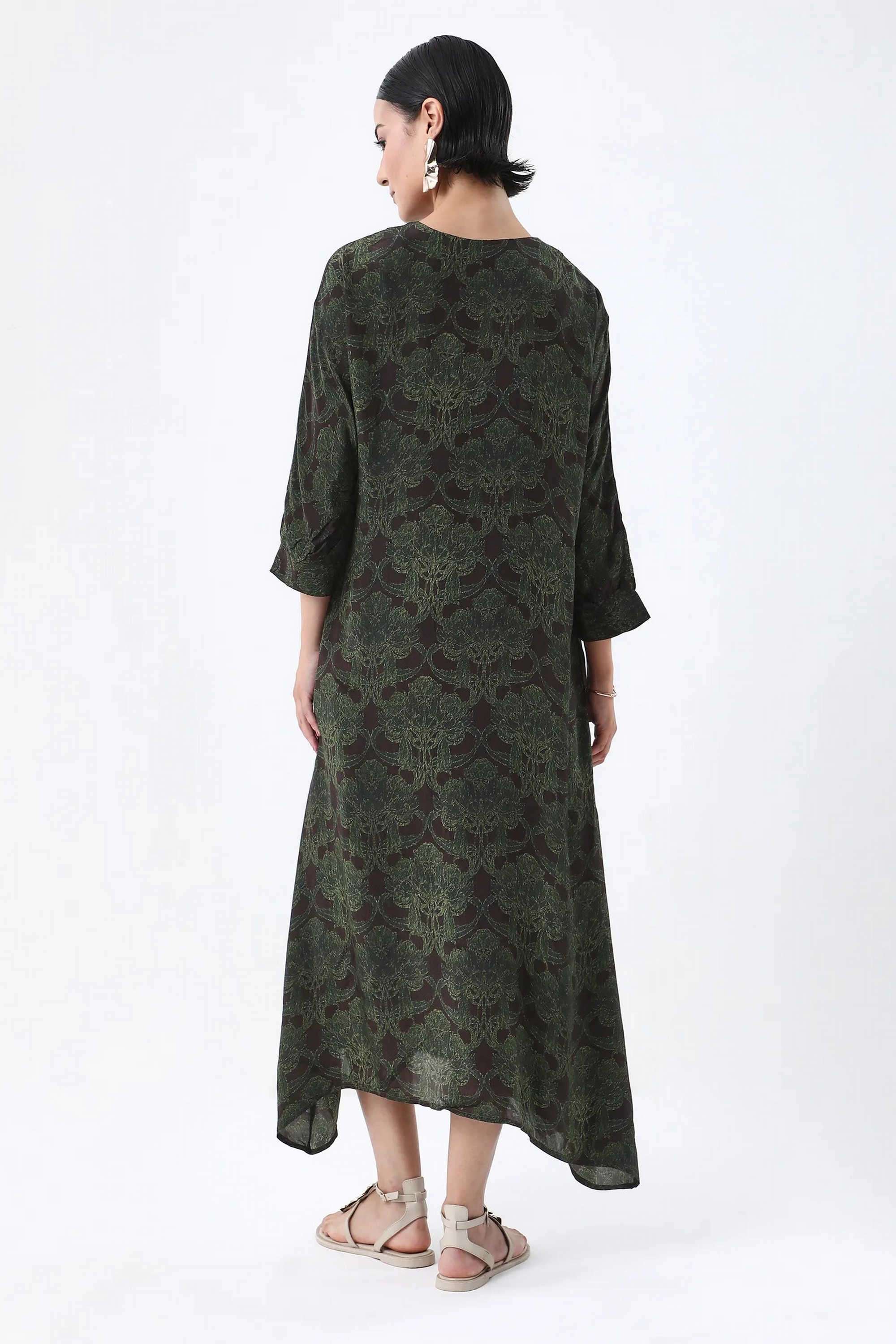 Printed-Viscose-Collared-Women-s-Dress