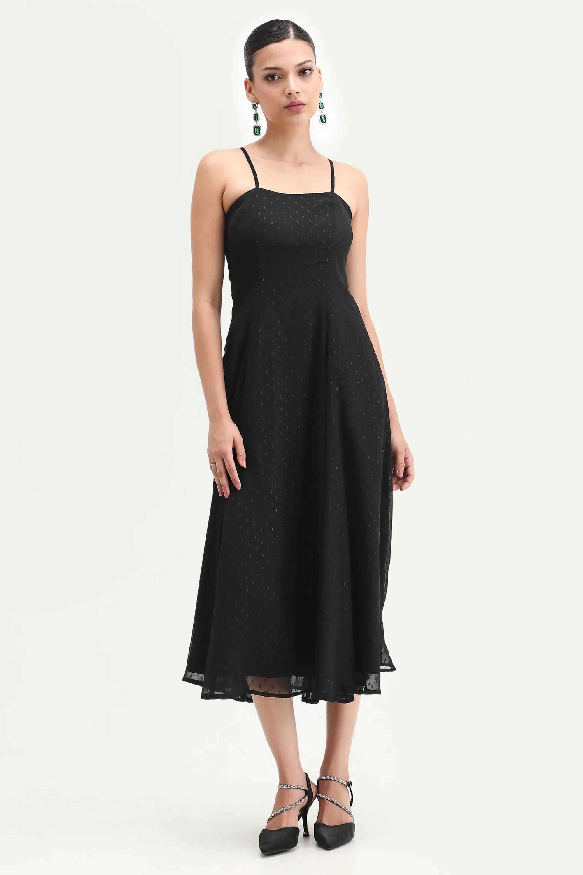 Solid-Polyester-Sweetheart-Neck-Women-s-Dress