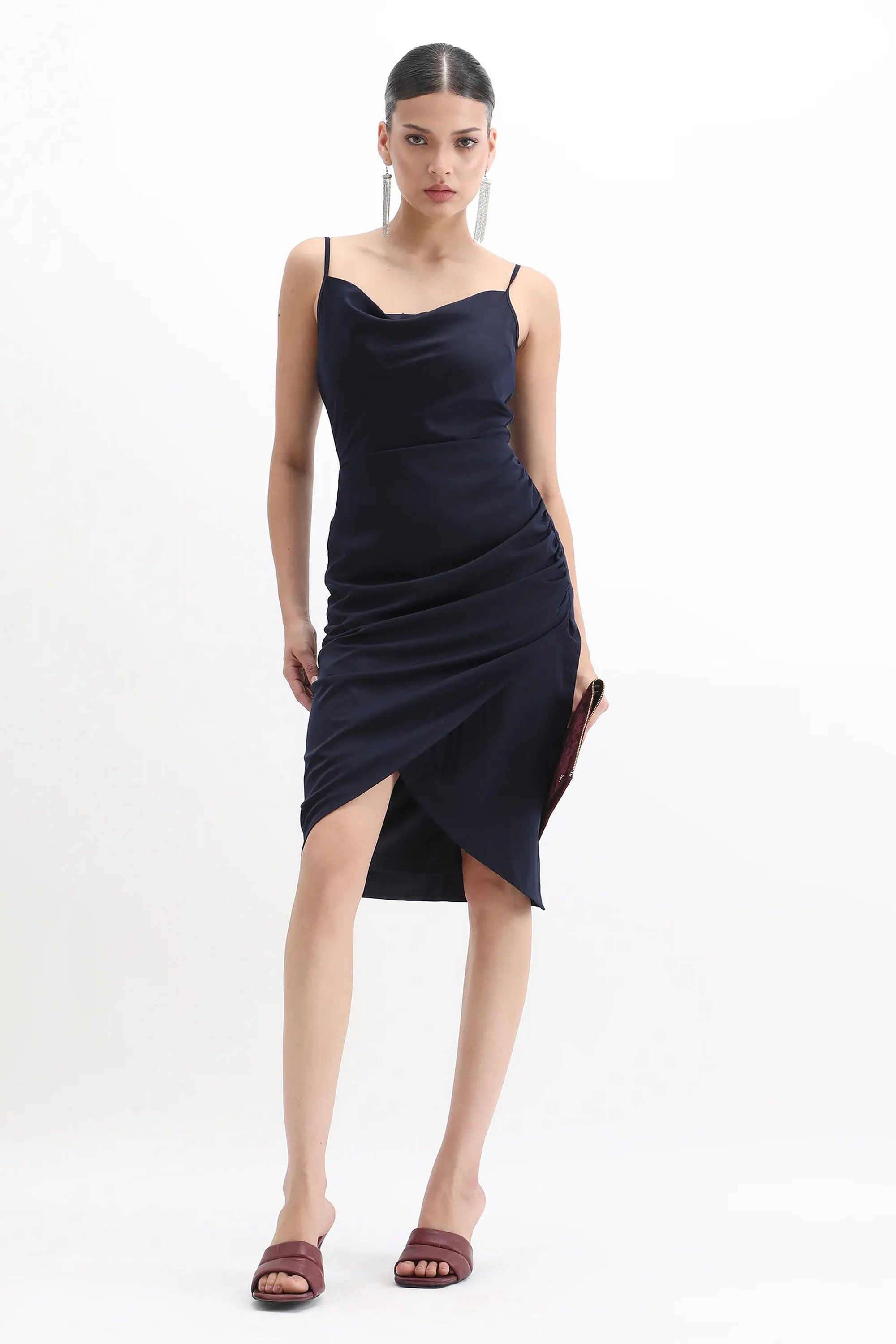 Solid-Polyester-Women-s-Dress