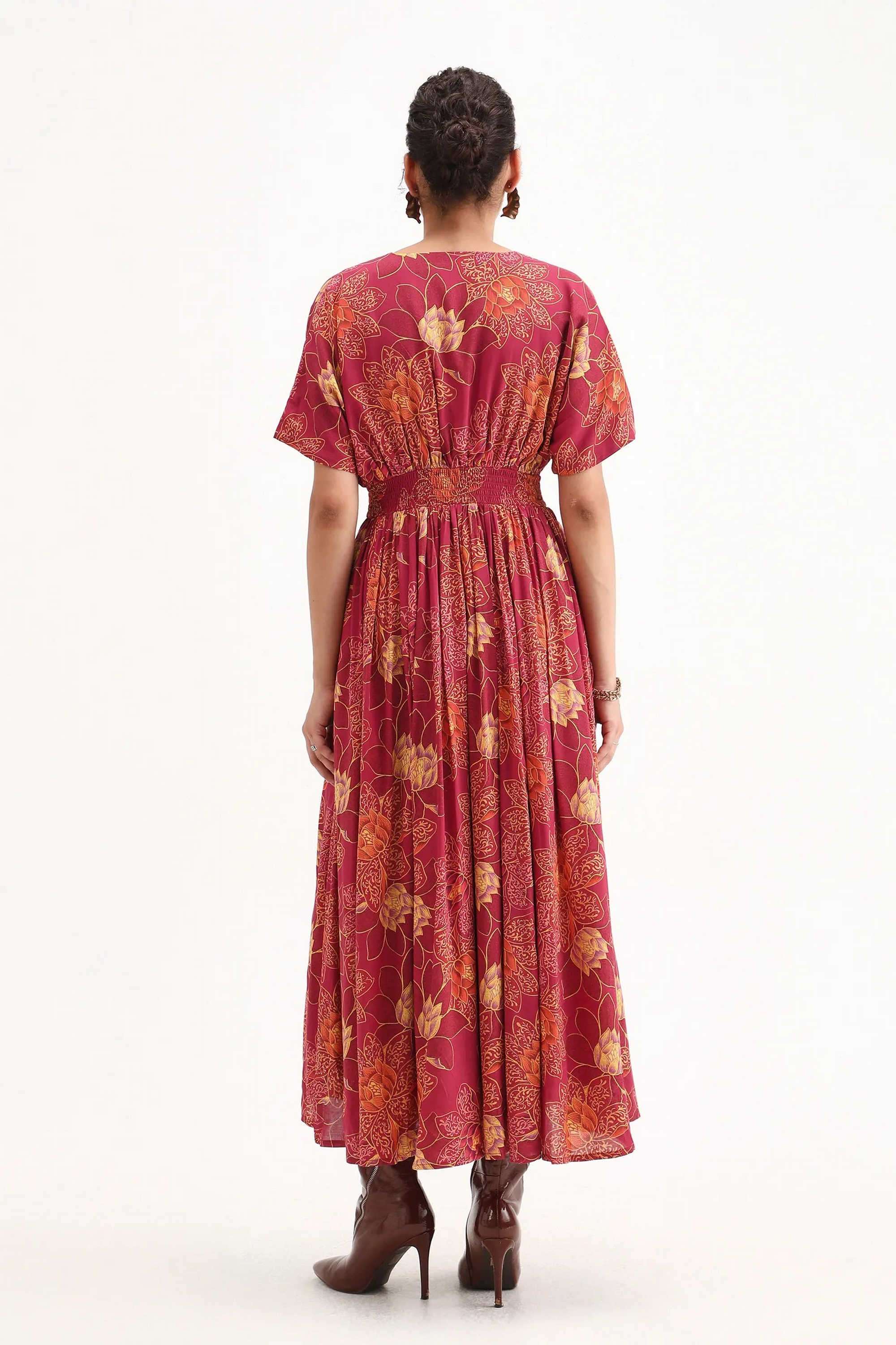 Printed-Modal-V-Neck-Women-s-Dress