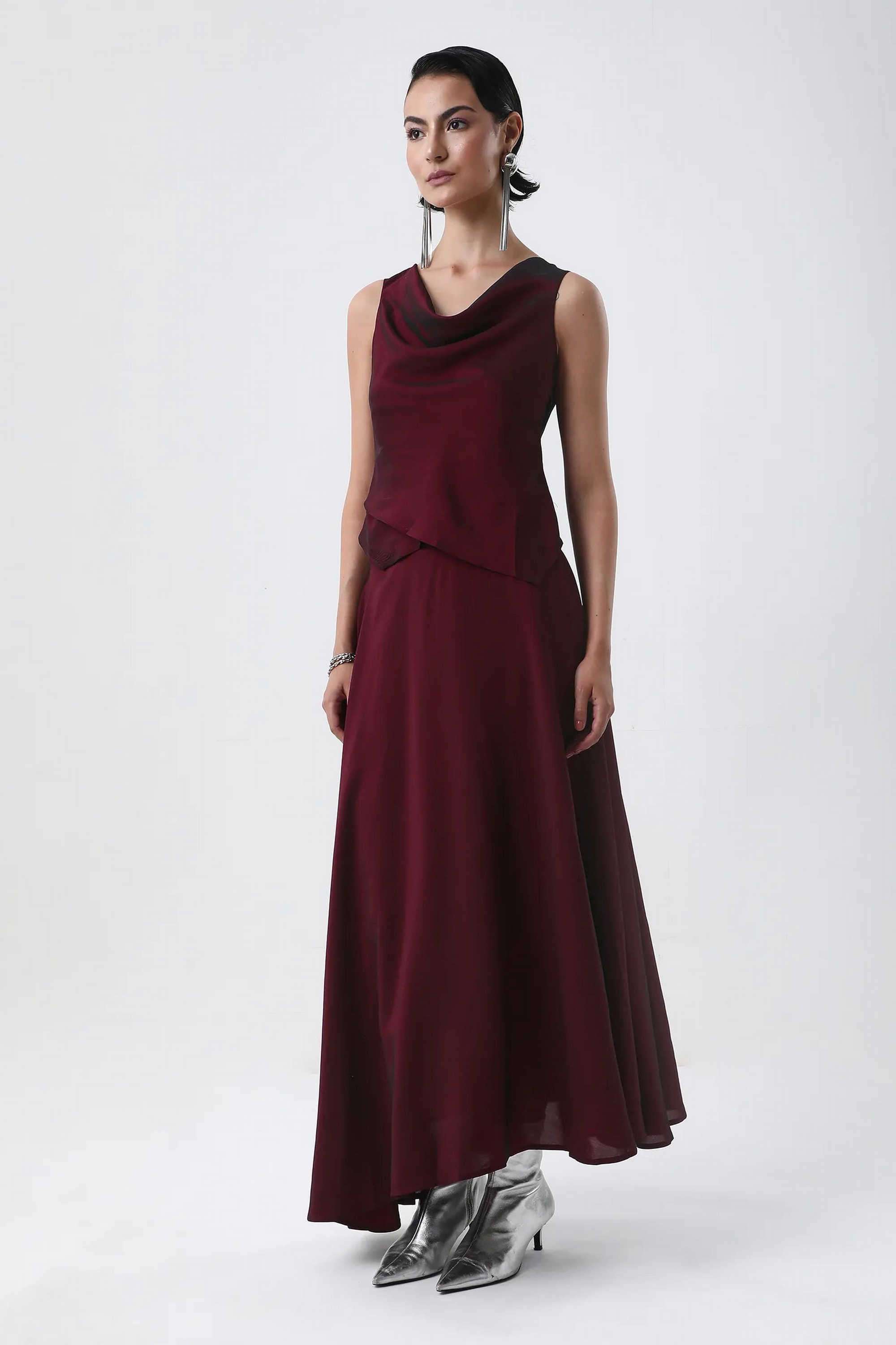 Solid-Relaxed-Fit-Polyester-Women-s-Festive-Wear-Skirts