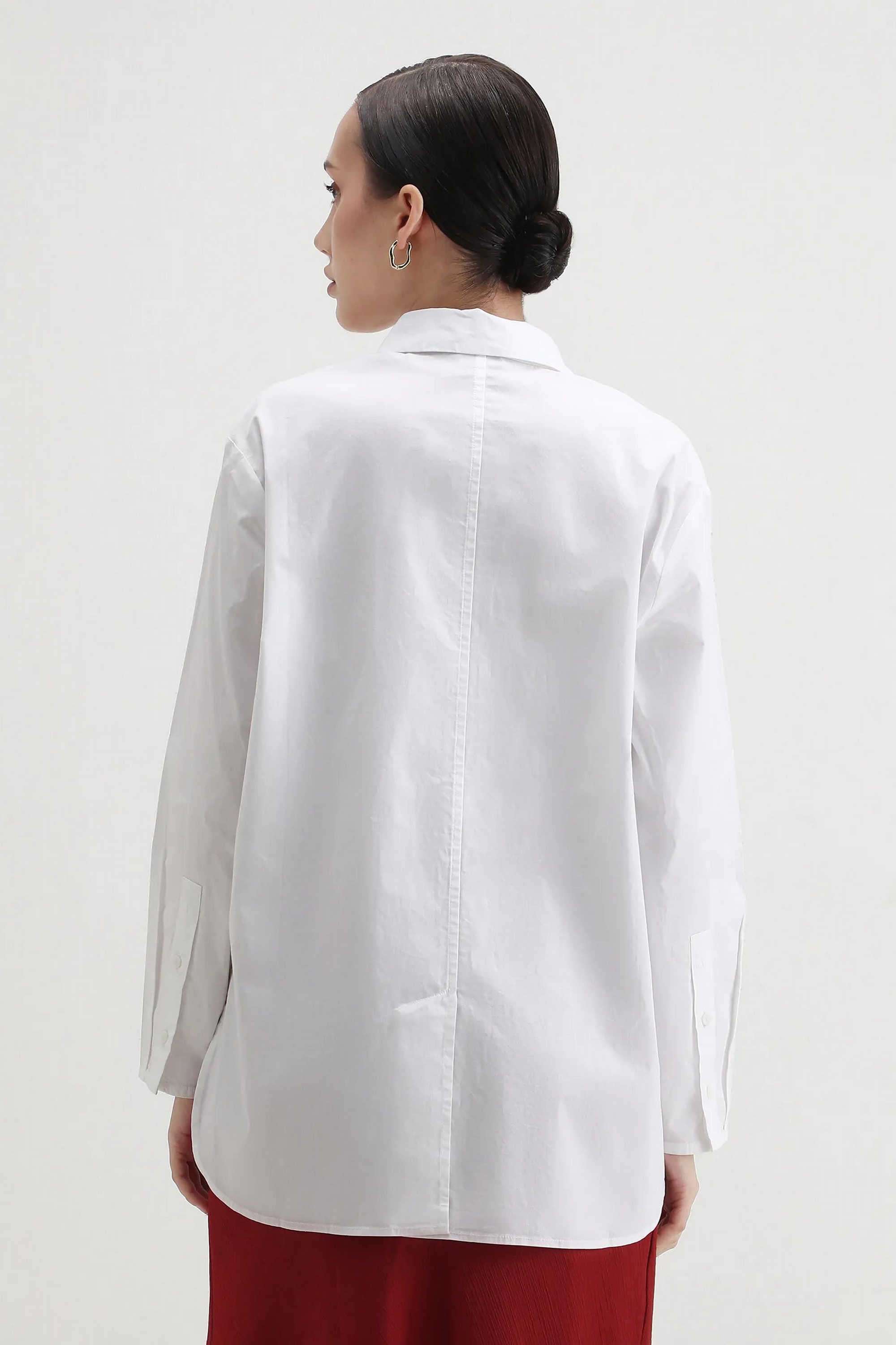 Solid-Blended-Fabric-Collared-Women-s-Shirt