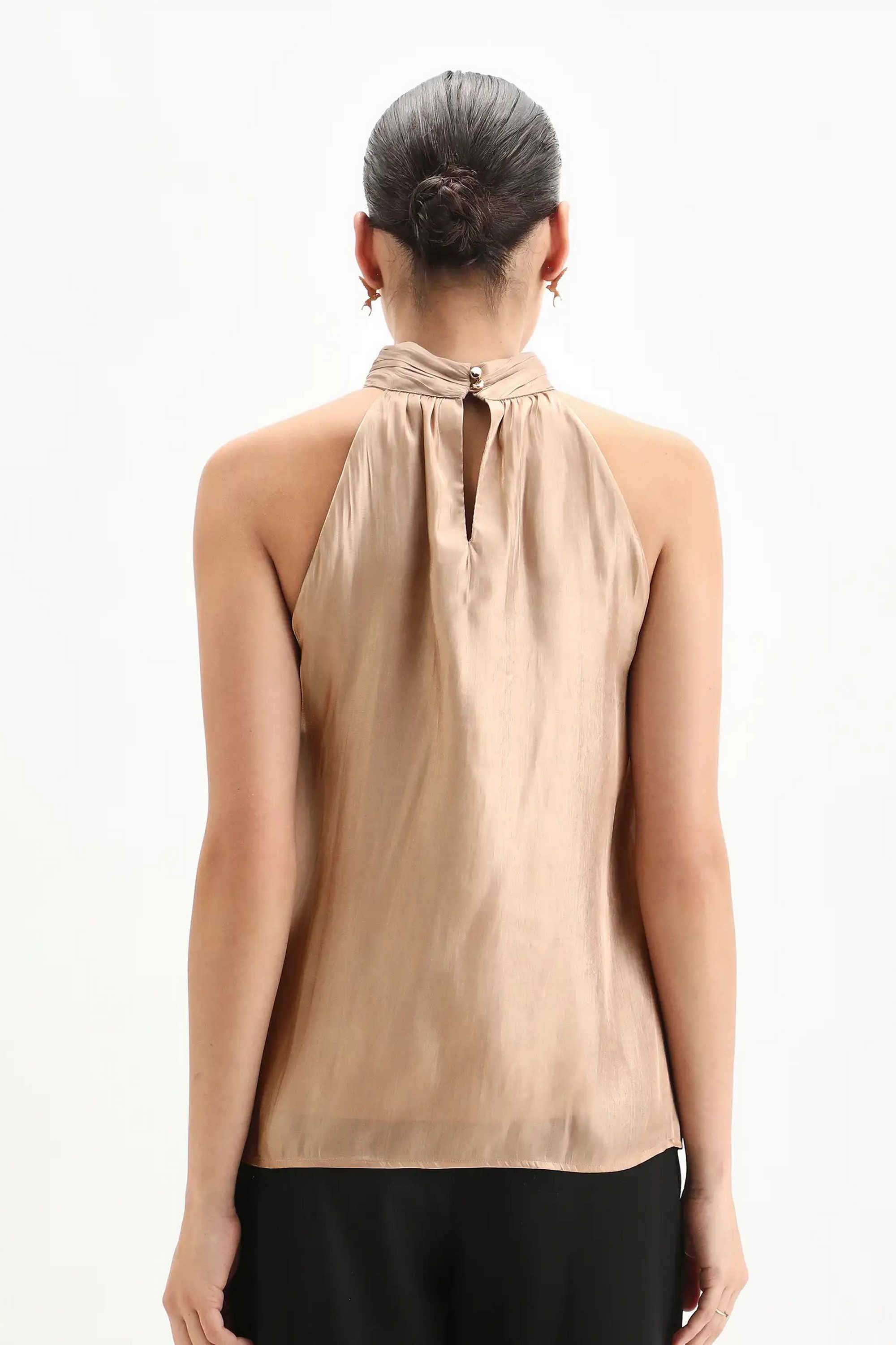 Solid-Polyester-Women-s-Top