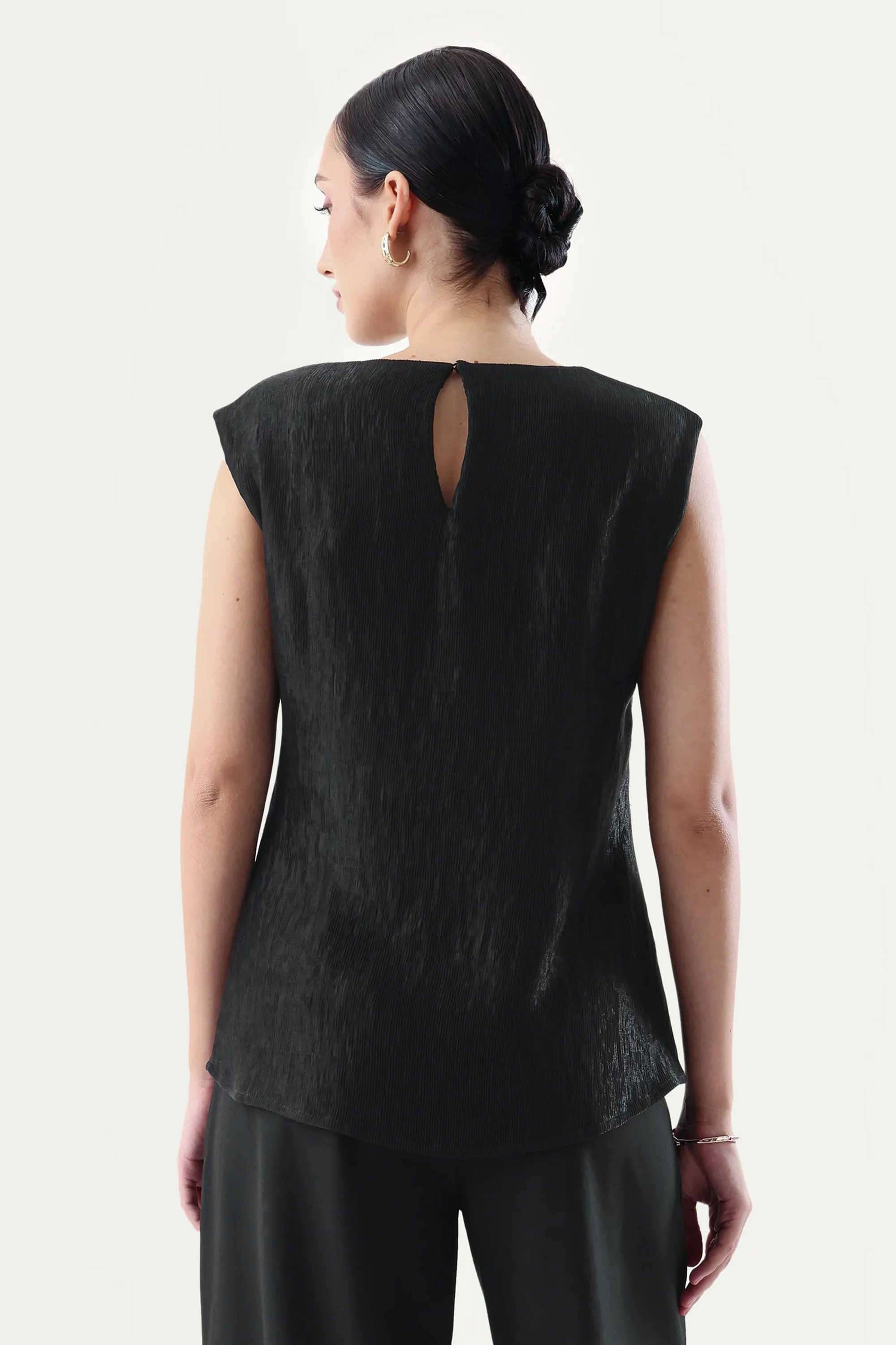 Solid-Blended-Fabric-Round-Neck-Women-s-Top