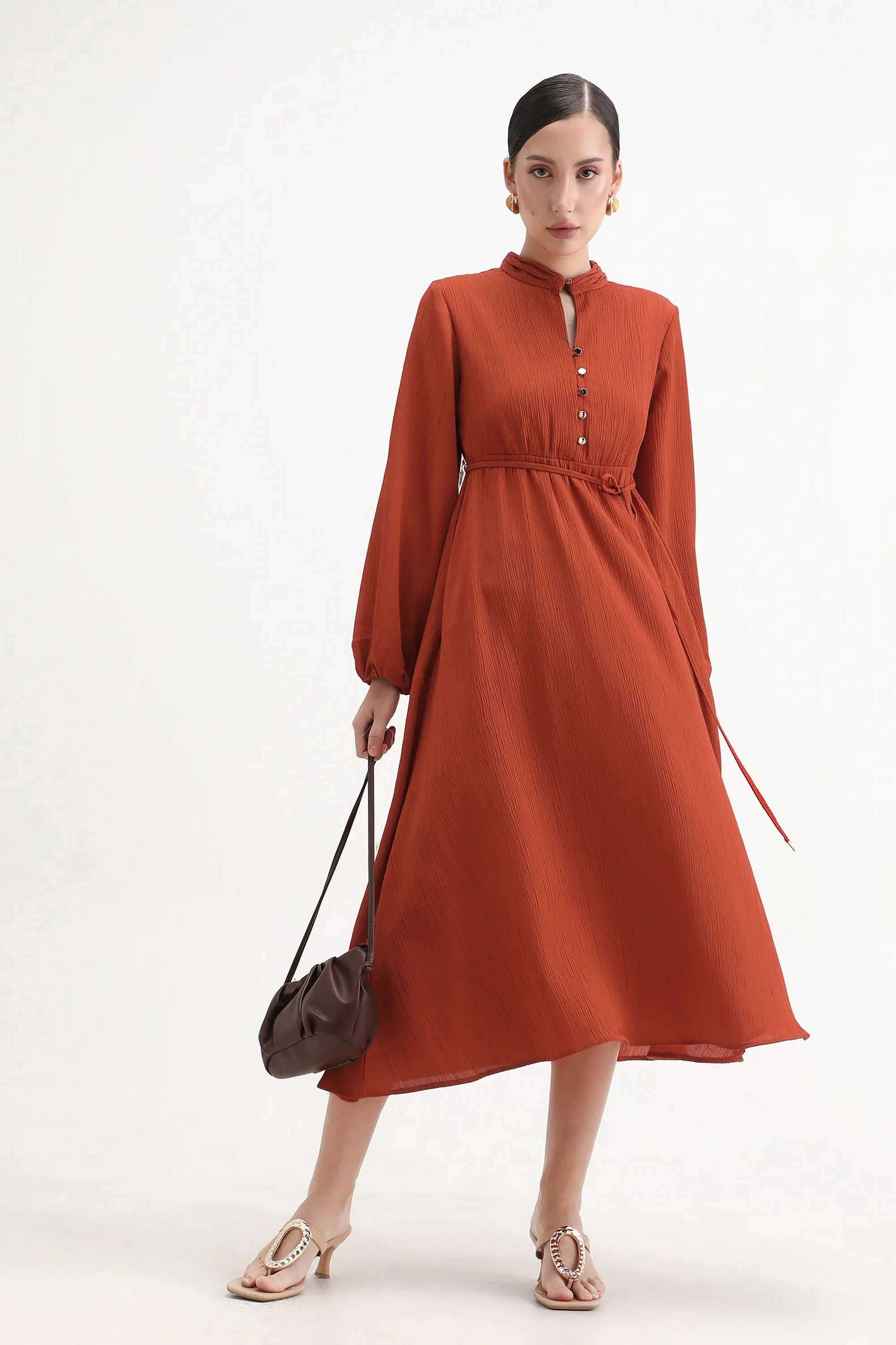 Solid-Polyester-Women-s-Dress