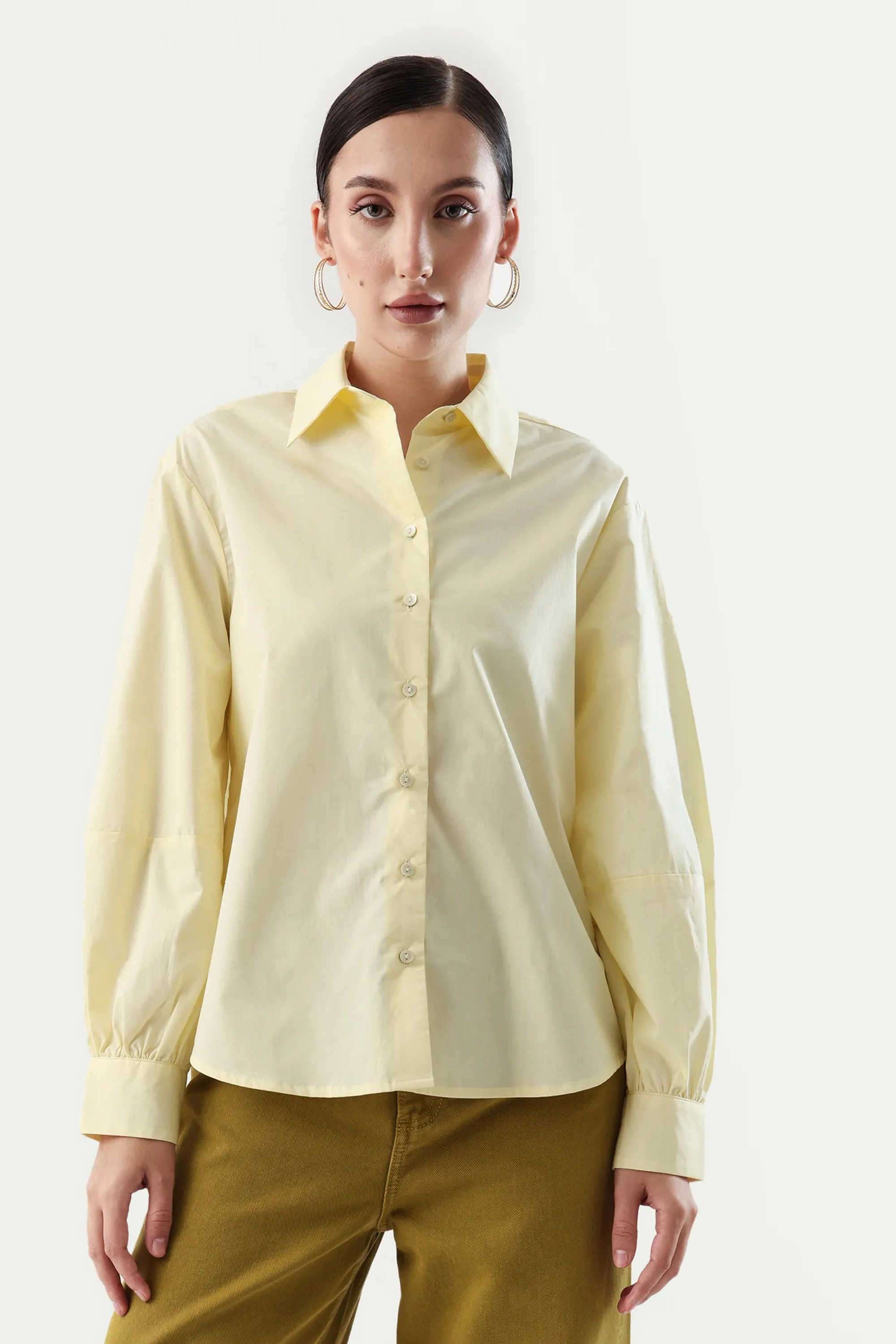 Solid-Cotton-Collared-Women-s-Shirt