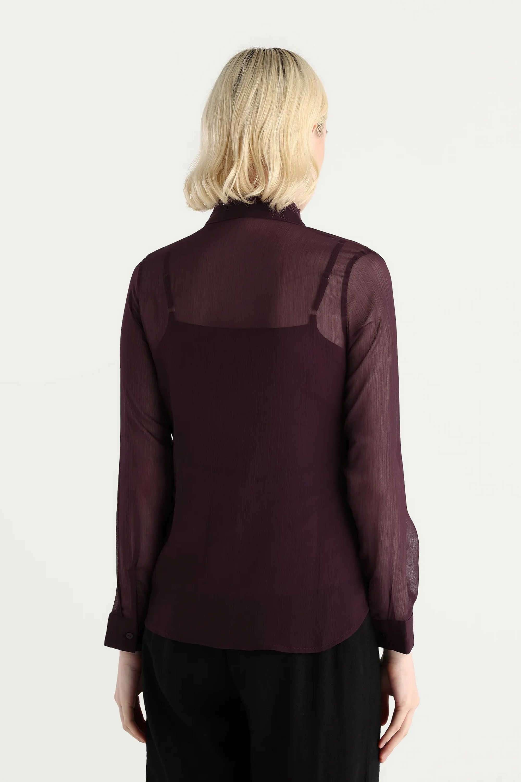 Solid-Polyester-Collared-Women-s-Shirt