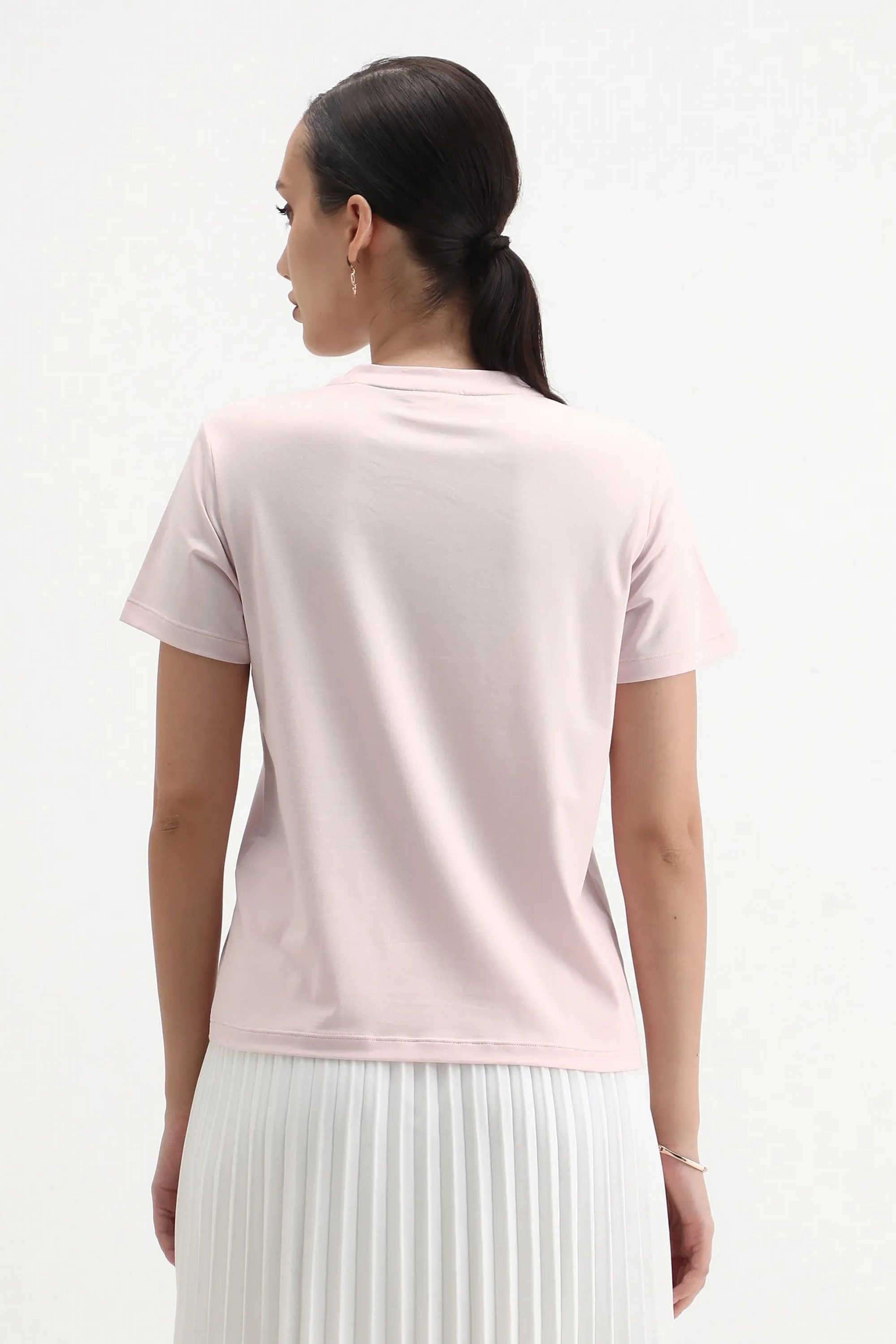 Graphic-Print-Blended-Fabric-Round-Neck-Women-s-T-Shirt