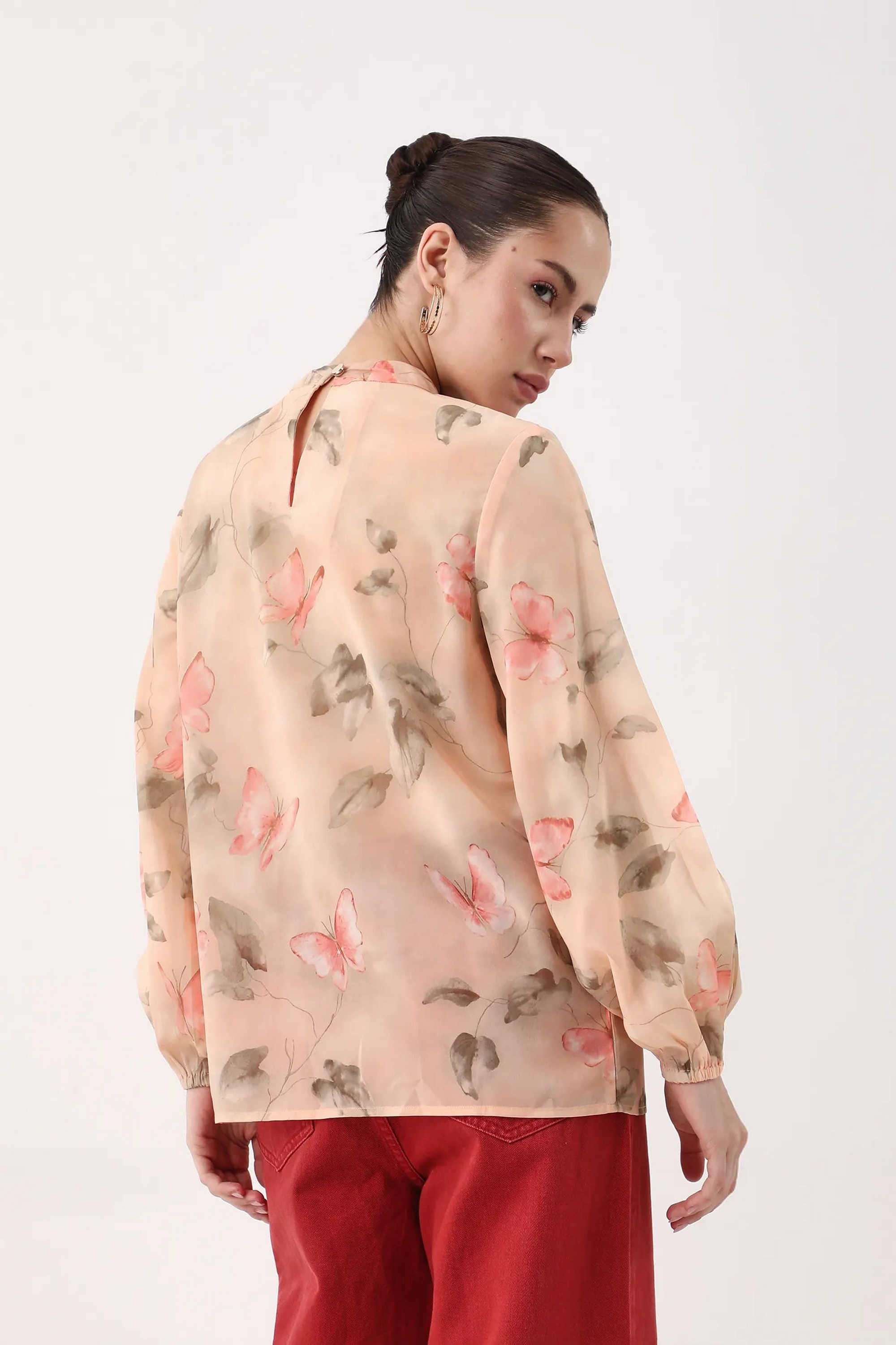 Printed-Polyester-High-Neck-Women-s-Top