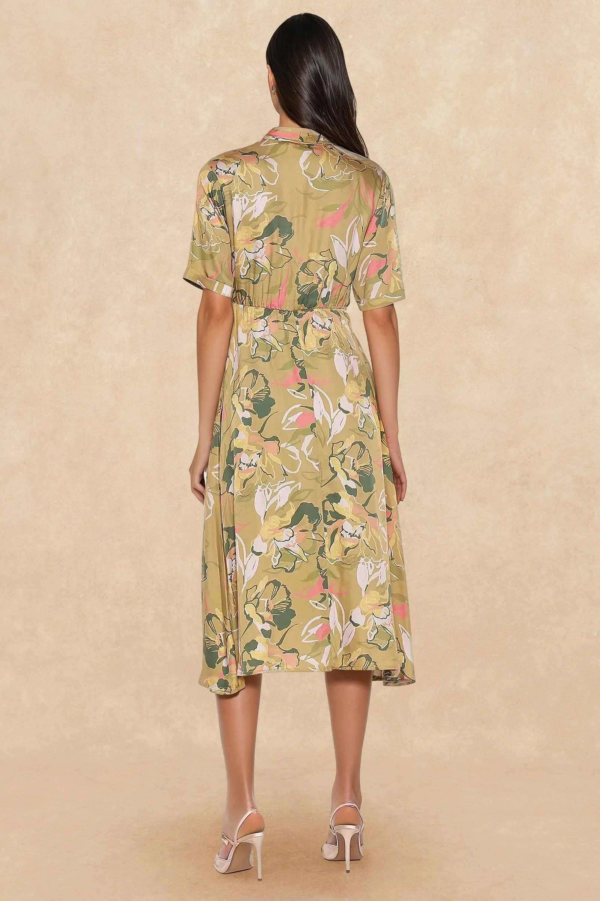 Floral-Cotton-Blend-Collared-Women-s-Dress