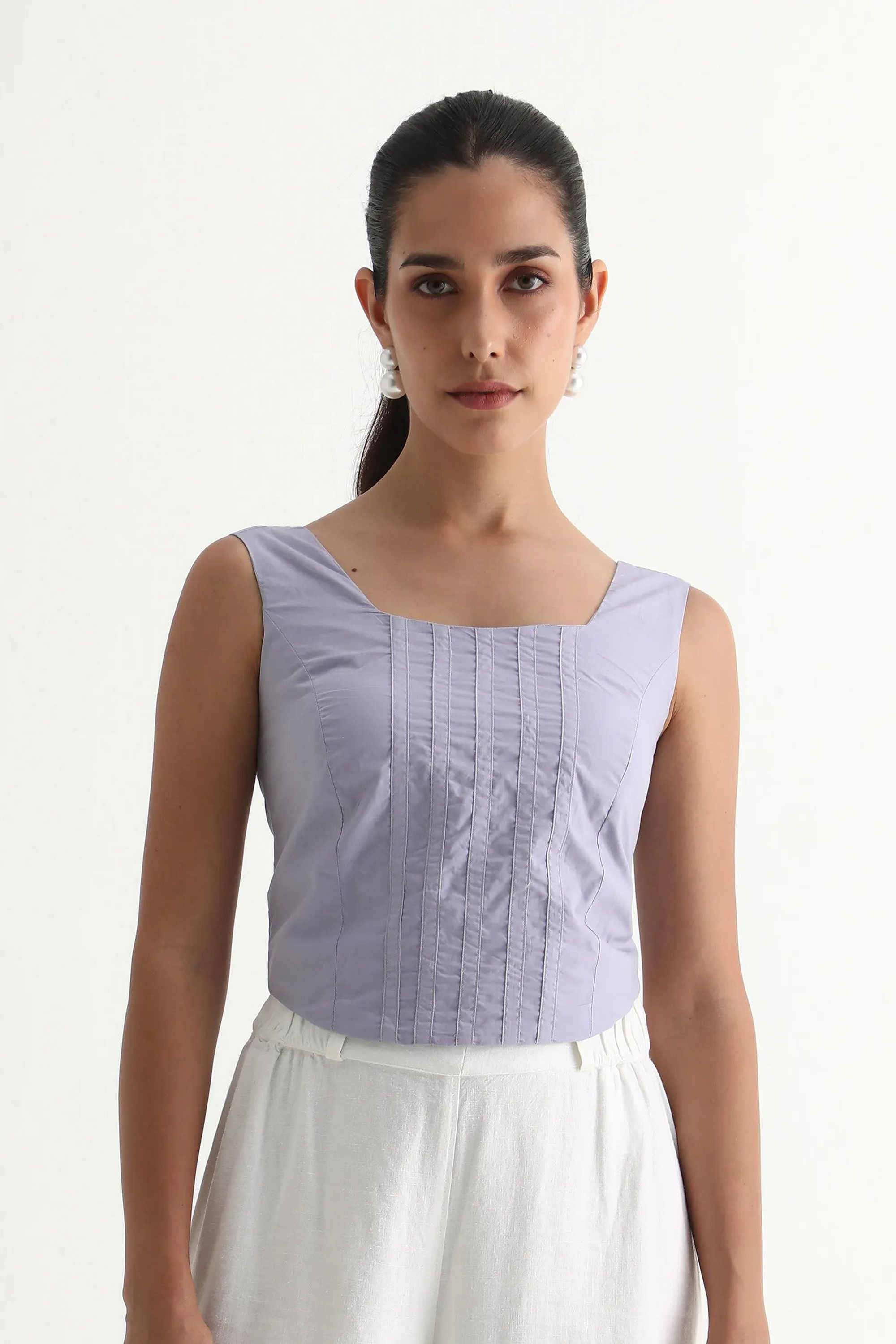 Solid-Cotton-Square-Neck-Women-s-Top