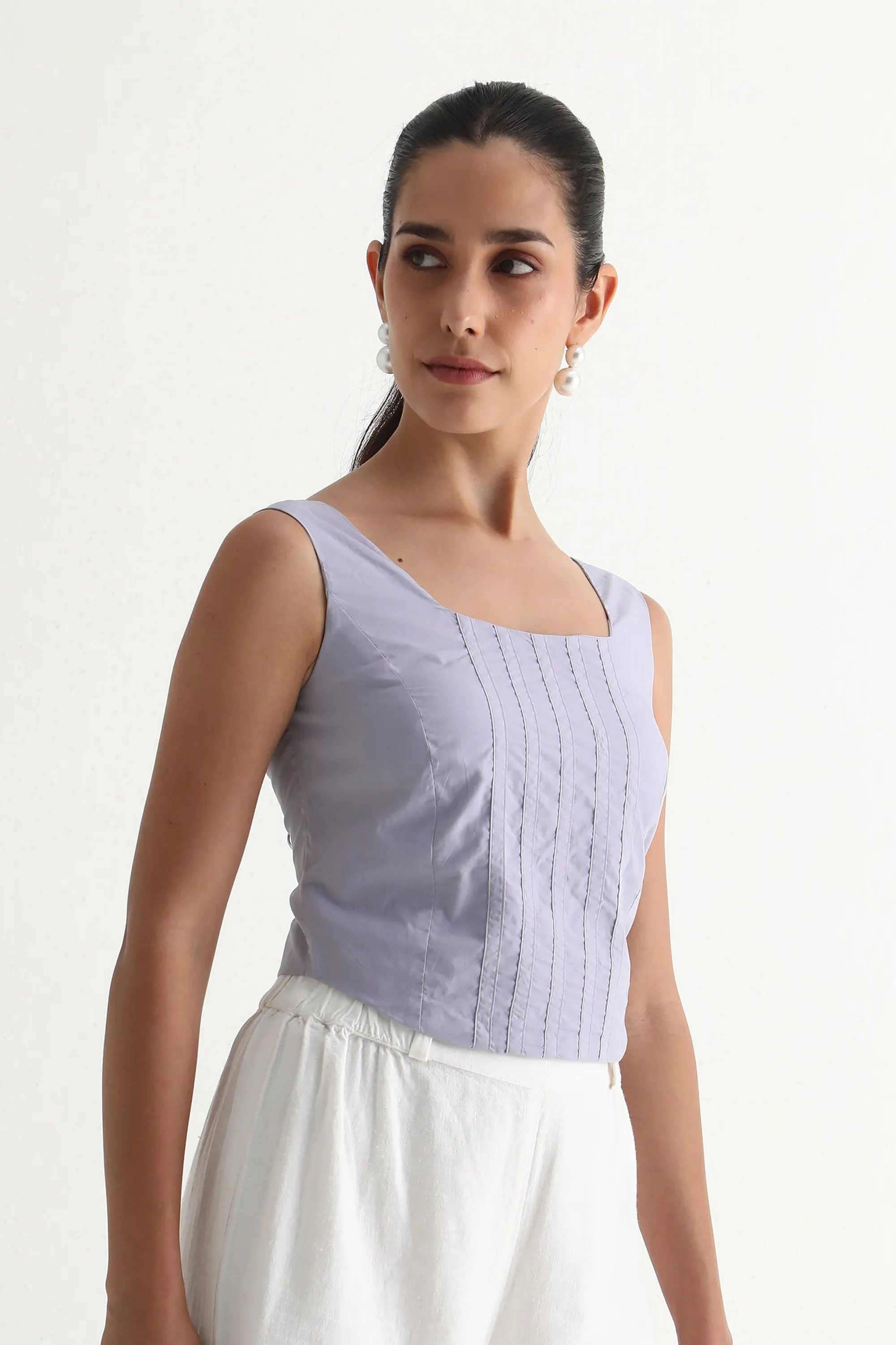 Solid-Cotton-Square-Neck-Women-s-Top