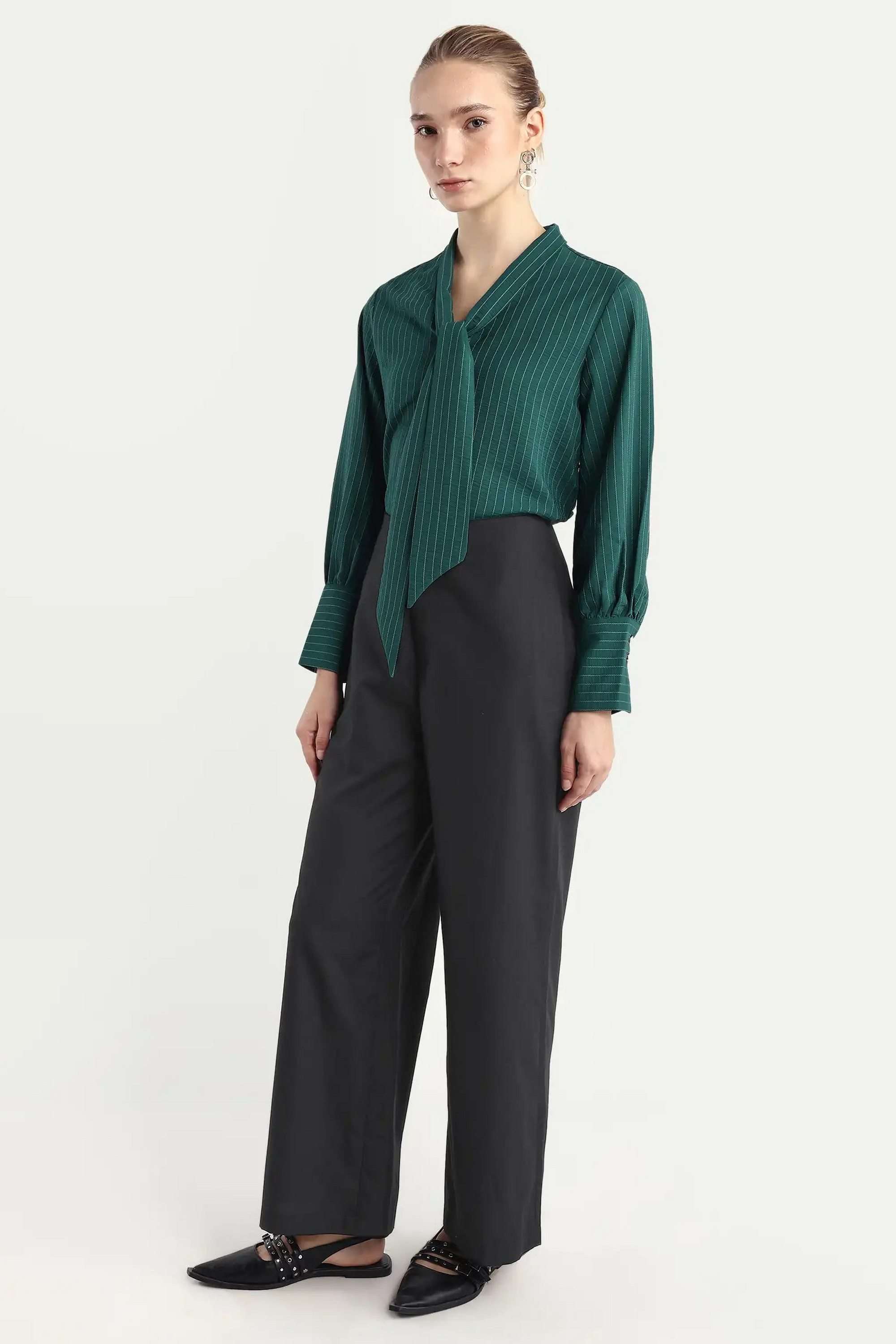 Solid-Relaxed-Fit-Blended-Fabric-Women-s-Casual-Wear-Trousers