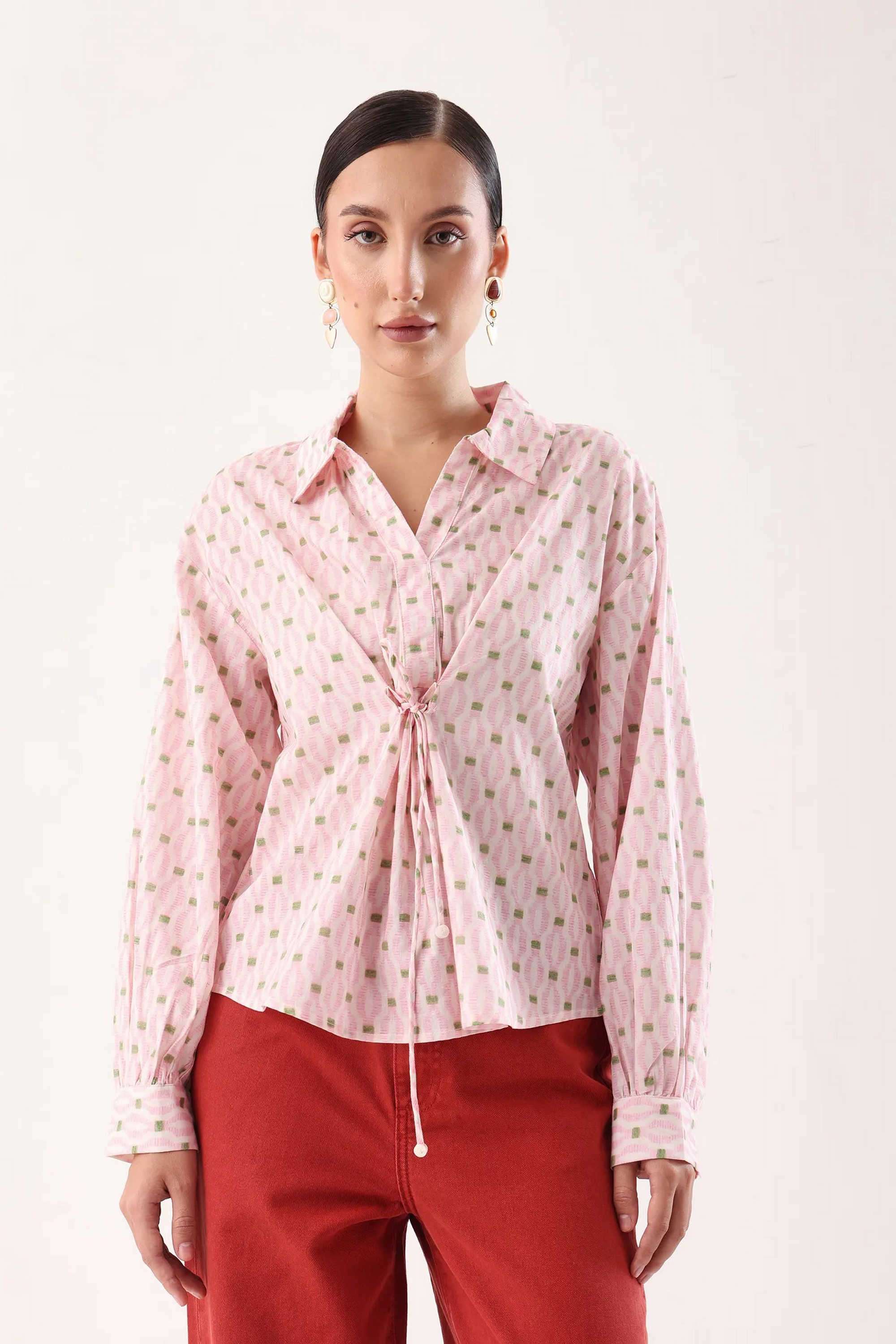 Printed-Cotton-Collared-Women-s-Top