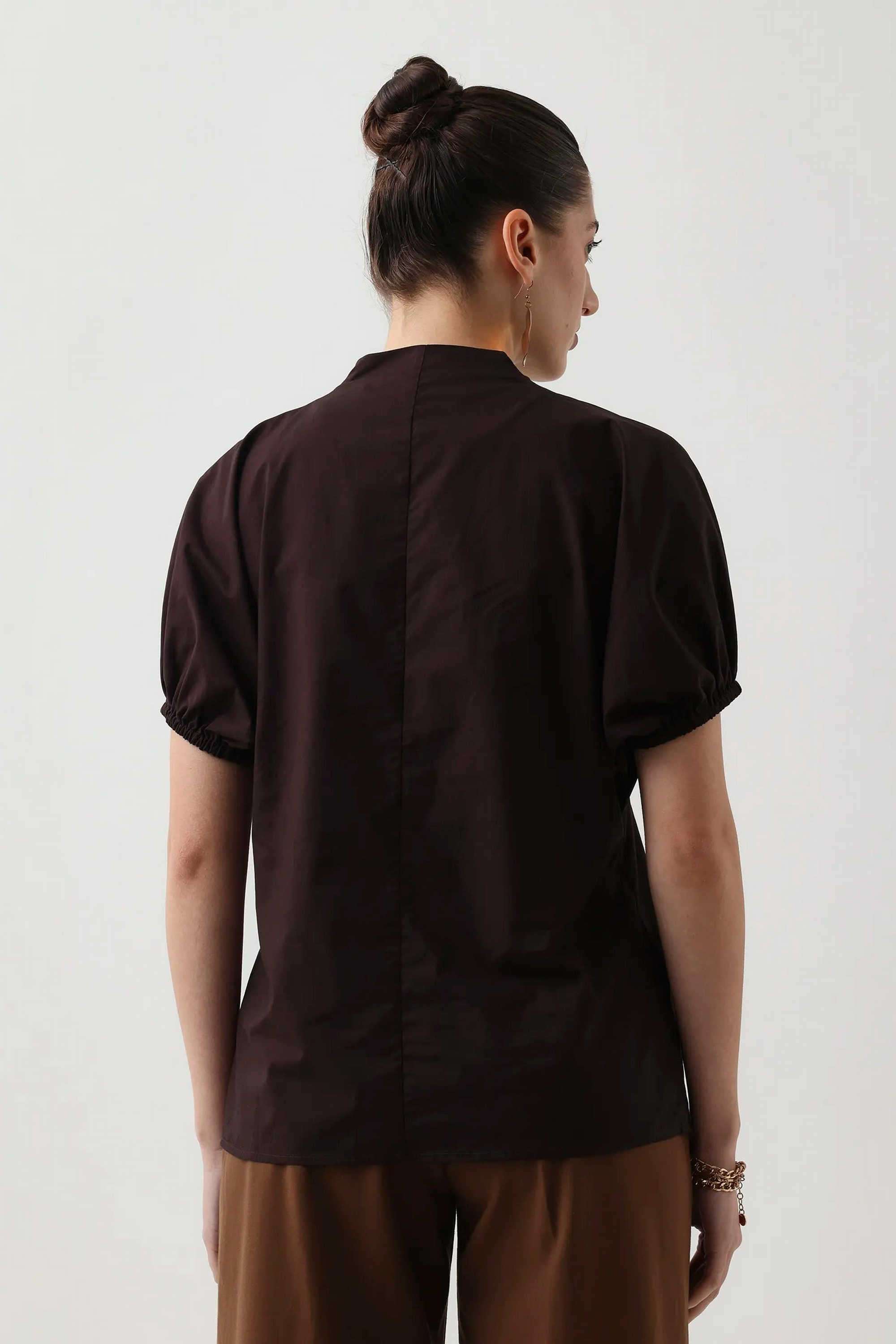 Solid-V-Neck-Cotton-Women-s-Casual-Wear-Top